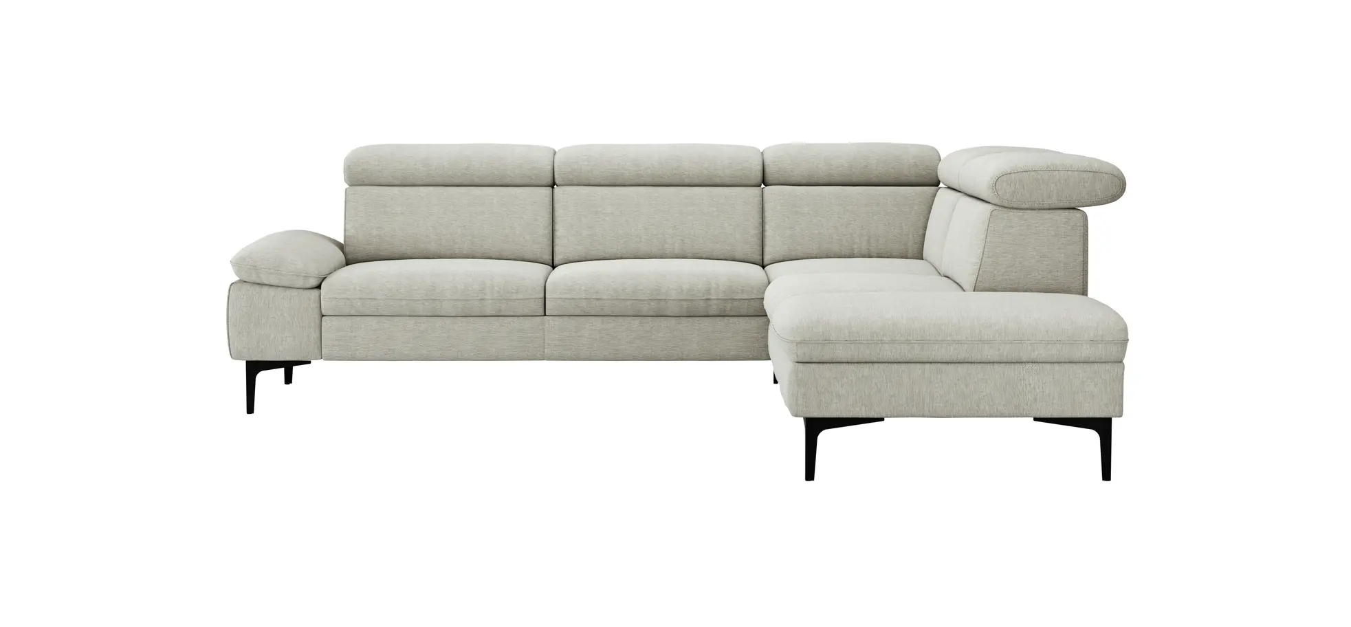 Ecksofa Felipa - 2,5-Sitzer mit Ecke rechts inkl. Kopfteil verstellbar, Stoff, Natur 105086