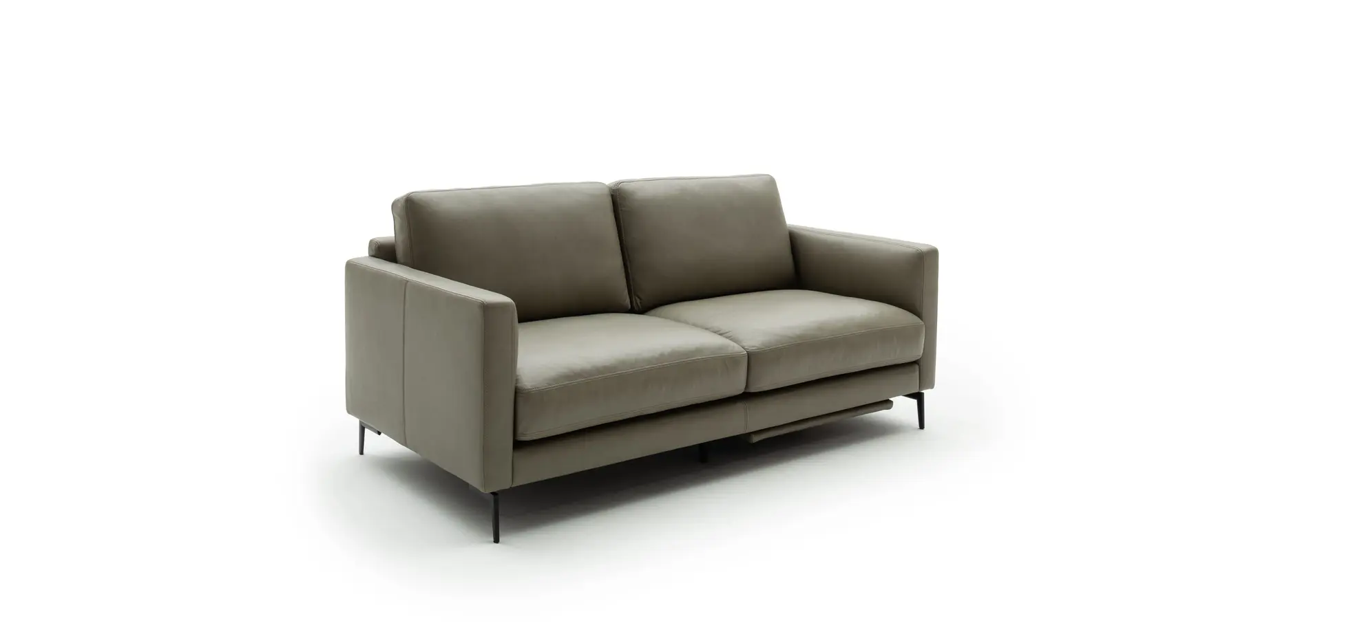 Sofa Cuneo - 2-Sitzer, Leder, Graubraun, Relaxfunktion, motorisch