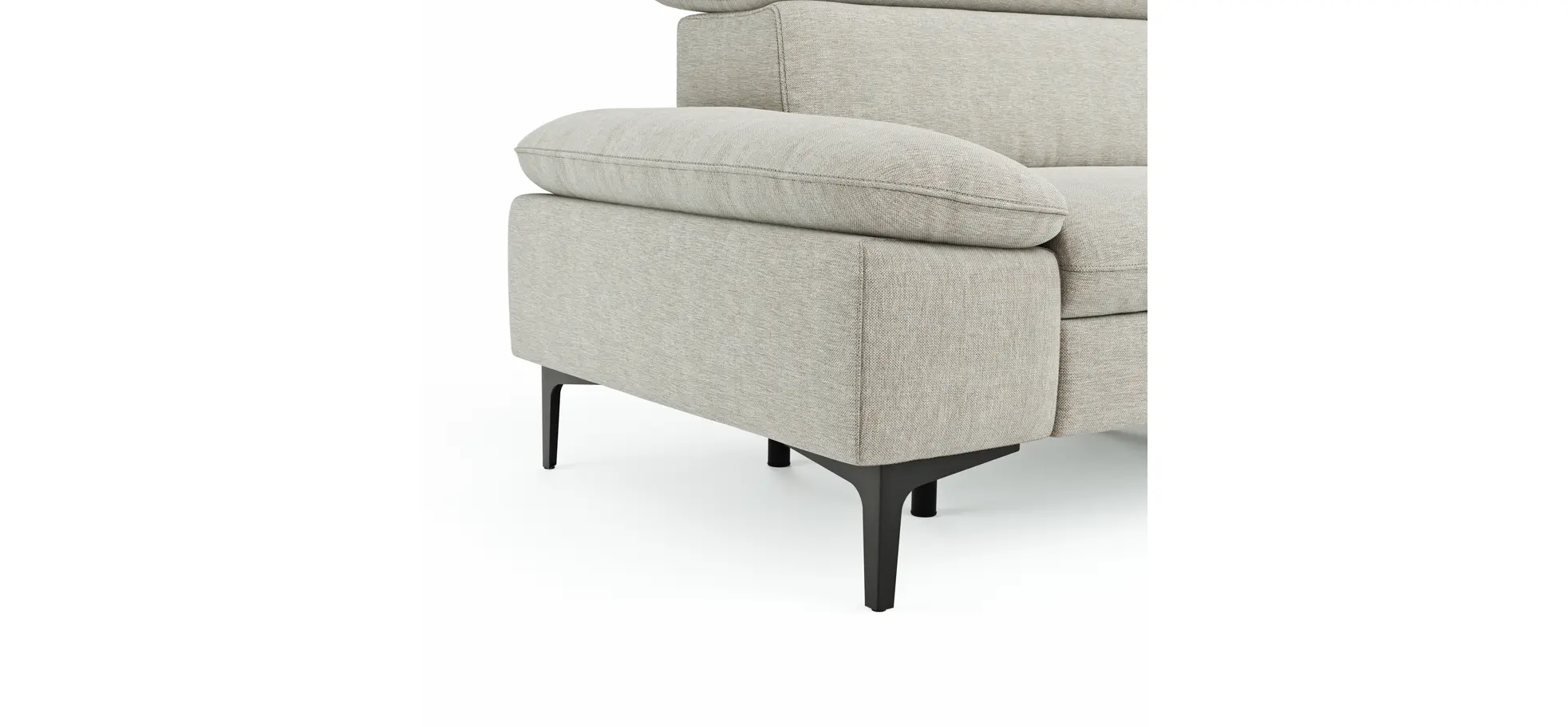 Sofa Felipa - 3-Sitzer inkl. Relaxfunktion (motorisch) und Kopfteil verstellbar, Stoff, Natur