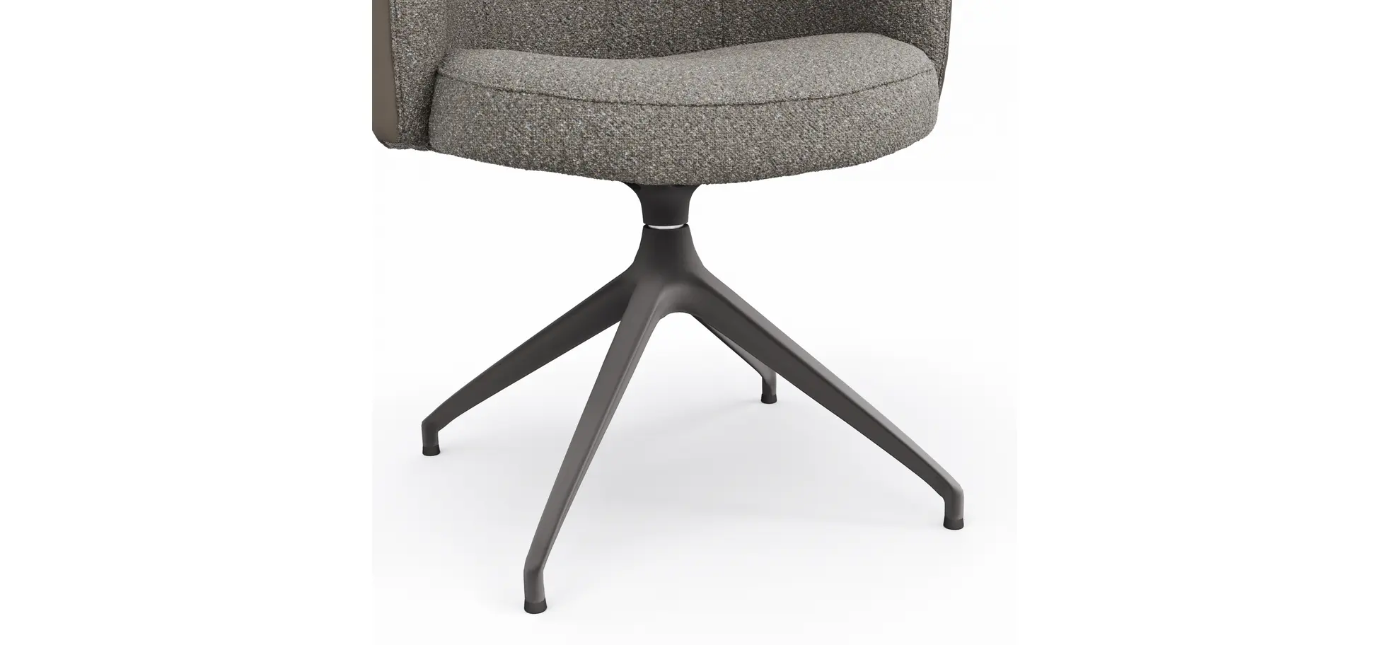 Armlehnstuhl Milana - drehbar, Leder Grau, Stoff Graubraun