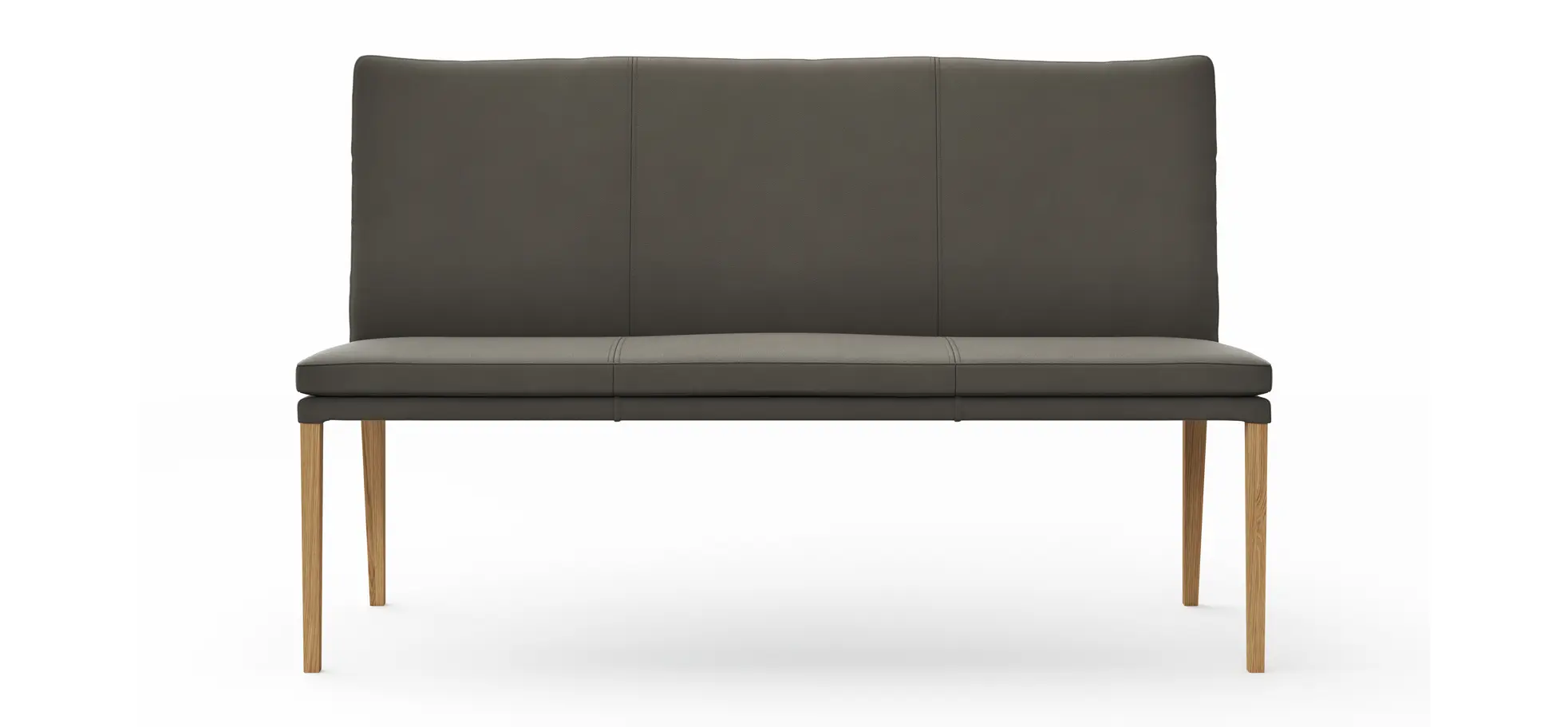 Polsterbank Tuma - Breite ca. 155 cm, Leder, Graubraun