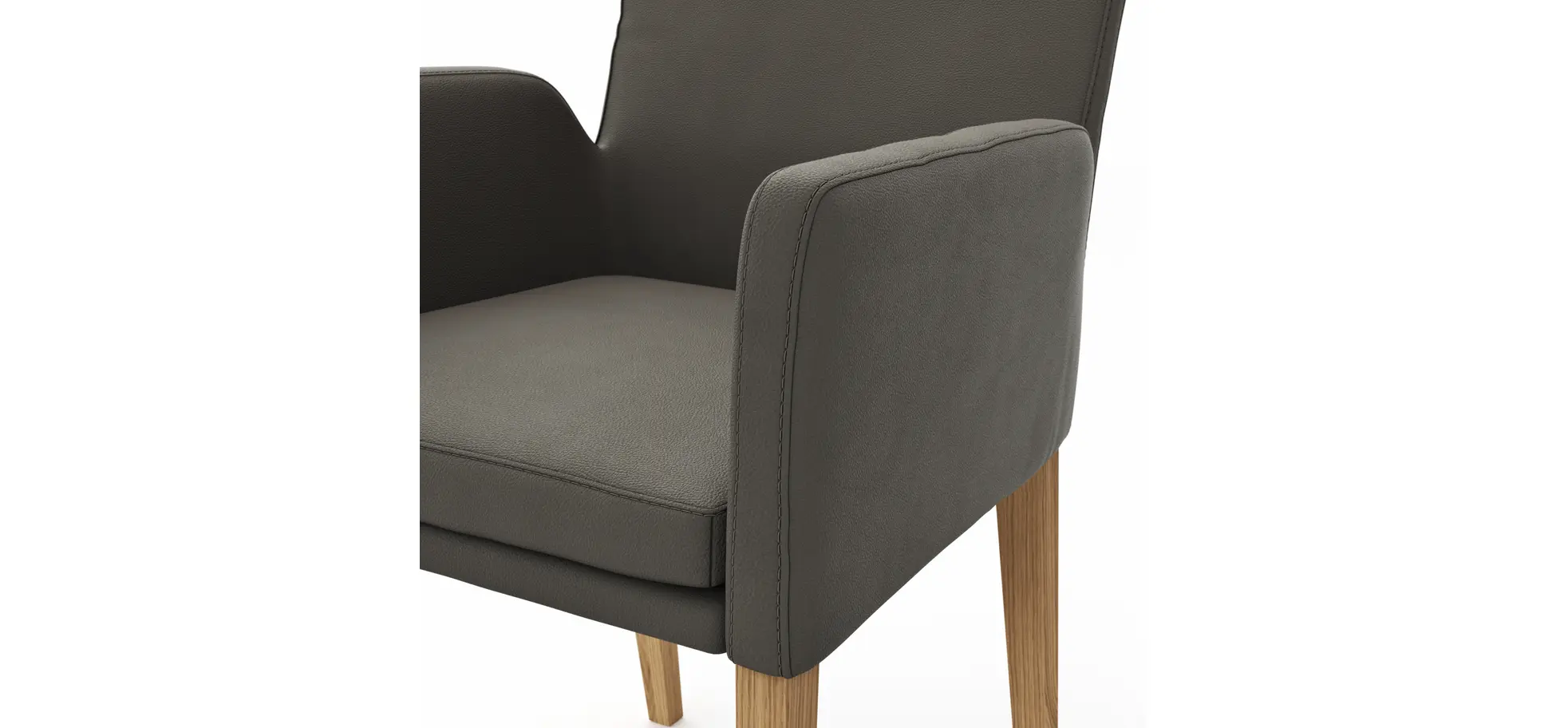 Armlehnstuhl Tuma - Leder, Graubraun
