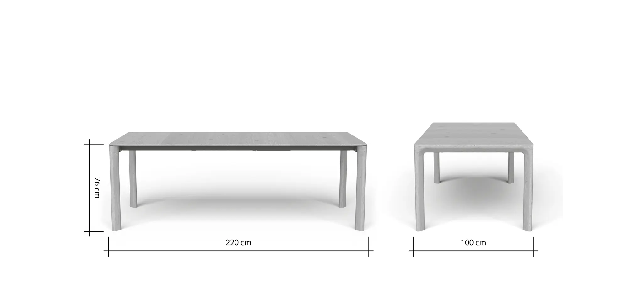 Esstisch 3400 - ausziehbar, LB ca. 220x100cm, Asteiche massiv
