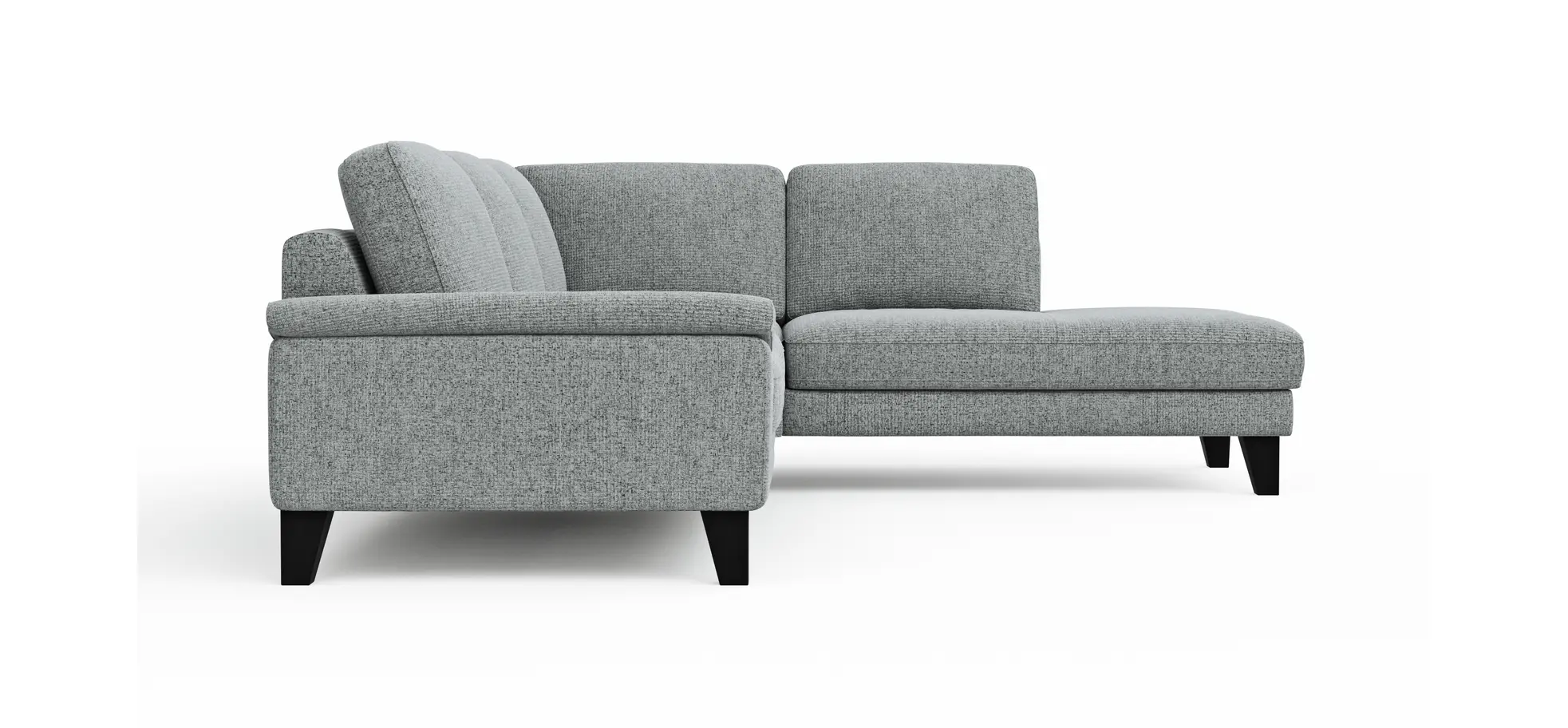 Ecksofa Oviedo - 2,5-Sitzer mit Ecke rechts, Stoff, Hellgrau