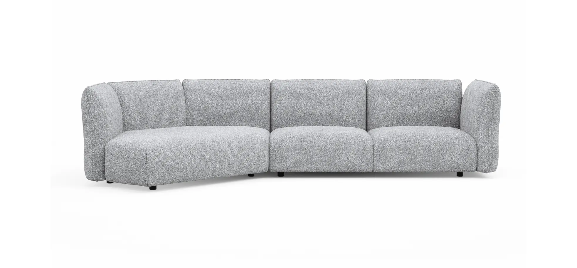 Trapezsofa Motone - Ecke links mit 2-Sitzer, Stoff, Hellgrau