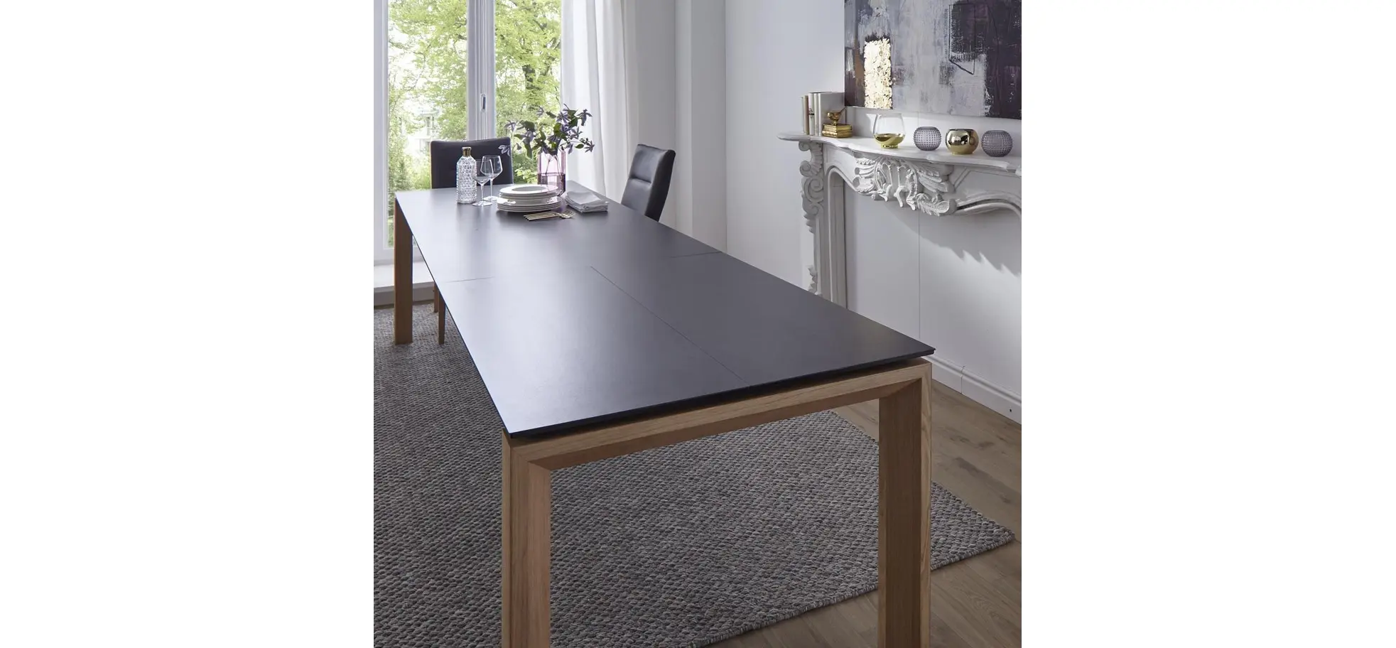 Esstisch 5000 - ausziehbar, LB ca. 160x90 cm, Kunststoff, Schwarz