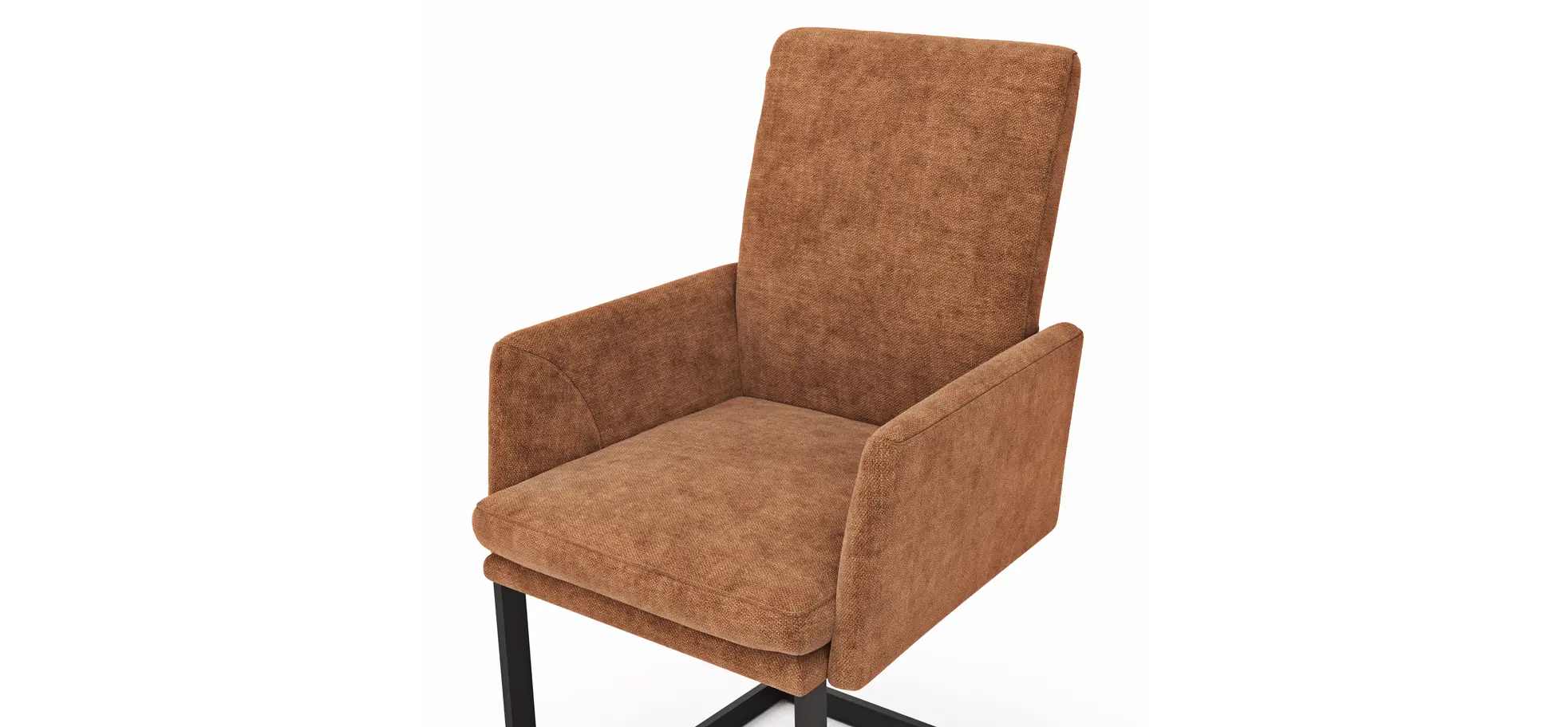 Freischwinger Valloni - Armlehne, Stoff, Rostfarben