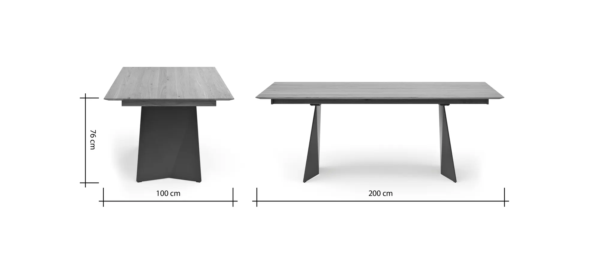 Esstisch 3100 - LB ca. 200x100 cm, beiseitig ausziehbar, Asteiche massiv, Geölt