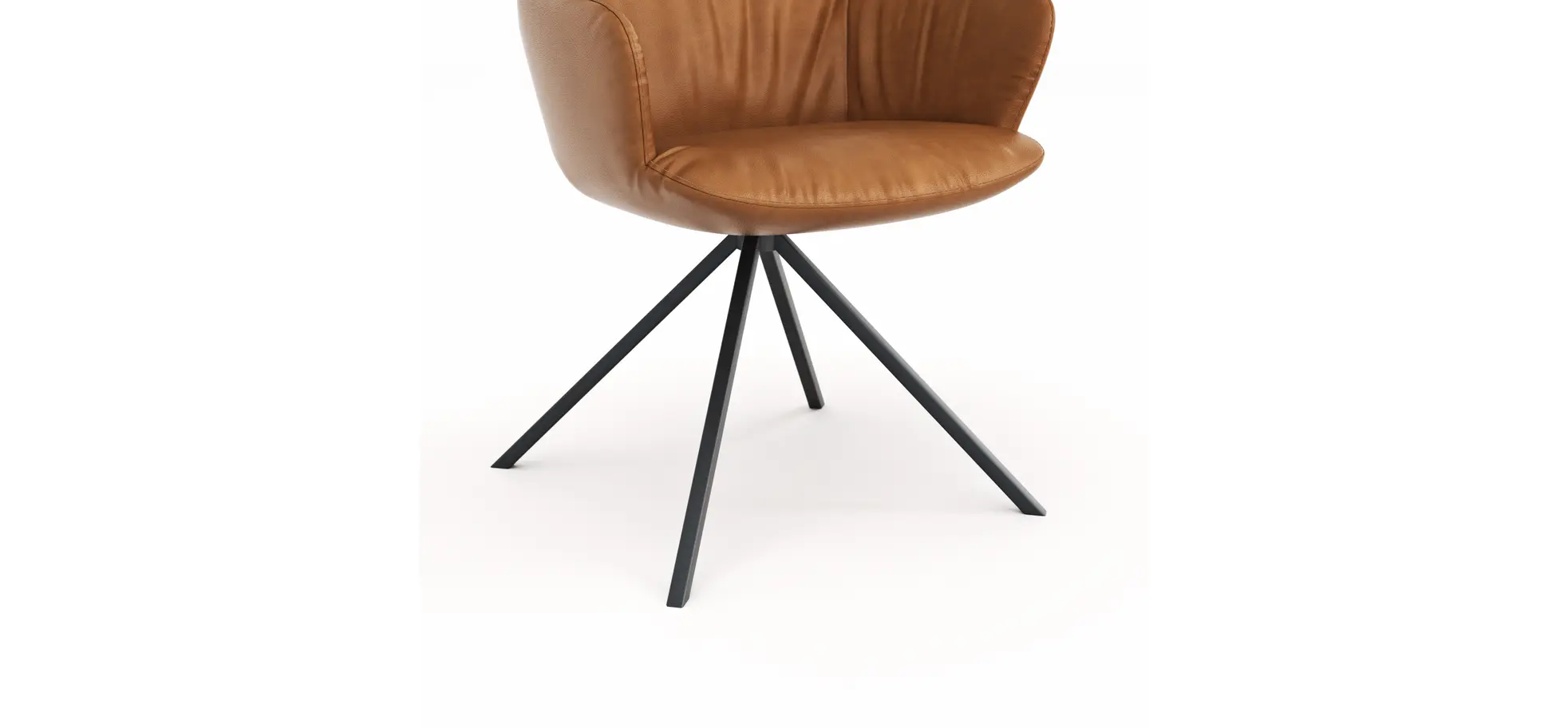 Armlehnstuhl Pegara - Leder, Cognac