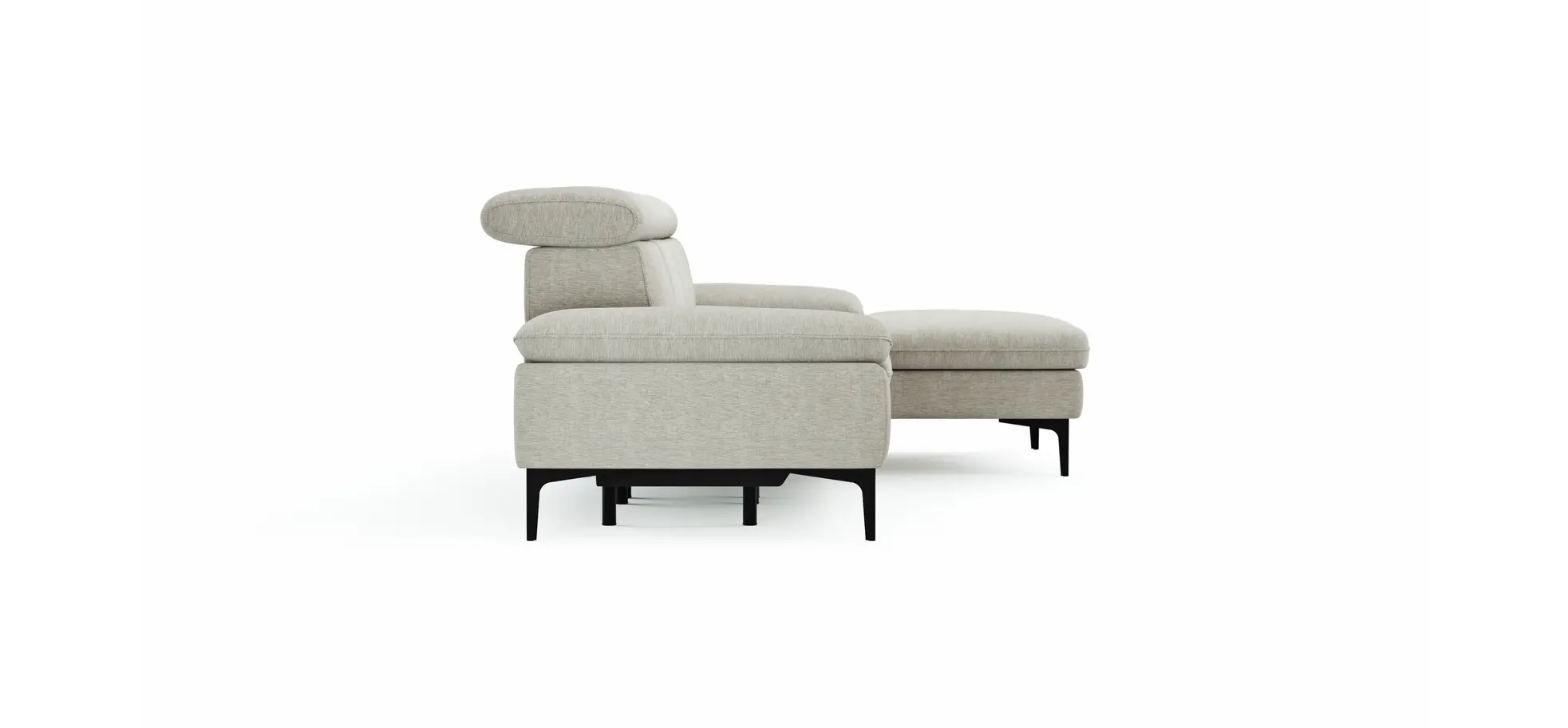 Ecksofa Felipa - 2,5-Sitzer mit Longchair rechts inkl. Armlehne verstellbar und Rückenlehne/Sitztiefe verstellbar (motorisch), Stoff, Natur