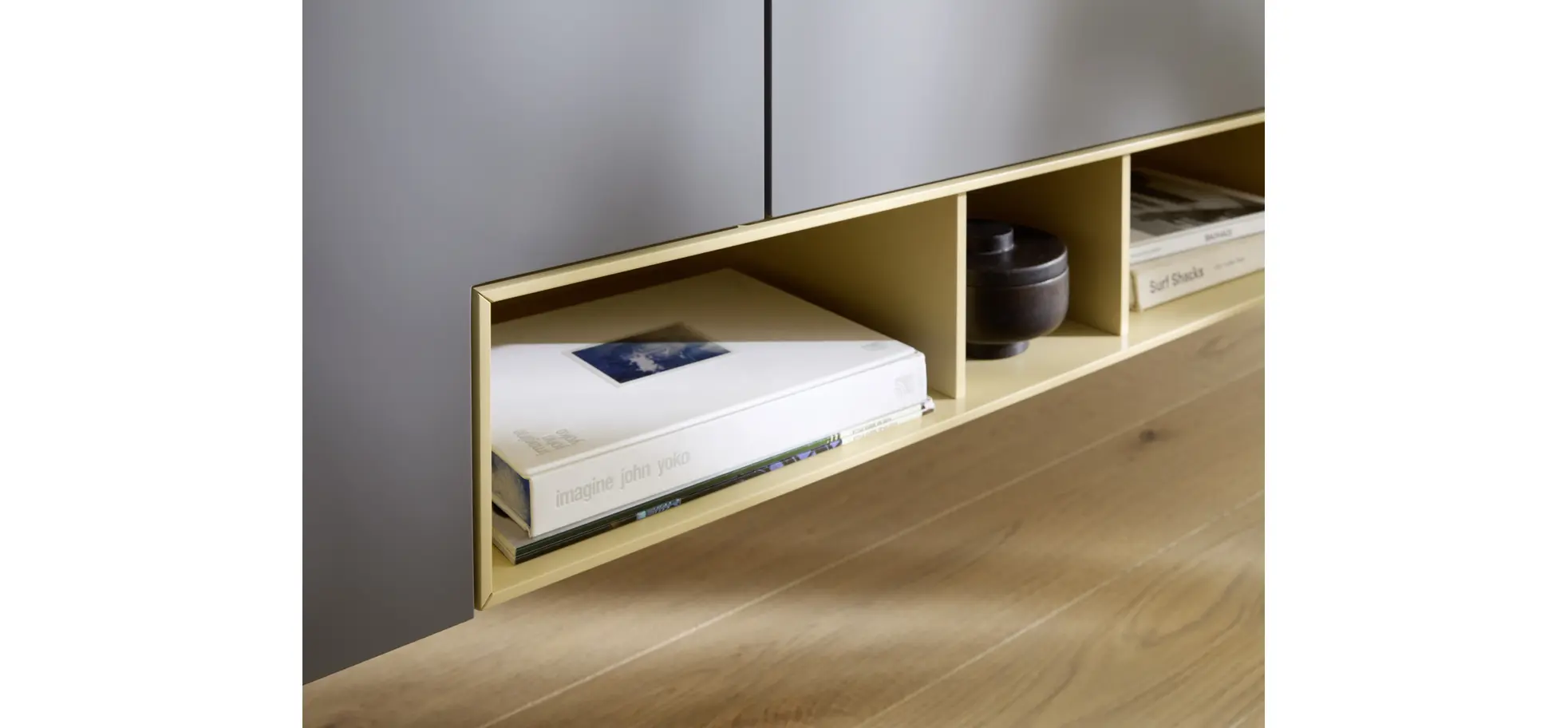 Sideboard 3900 - BHT ca. 260x55x45 cm, Lack, Steingrau
