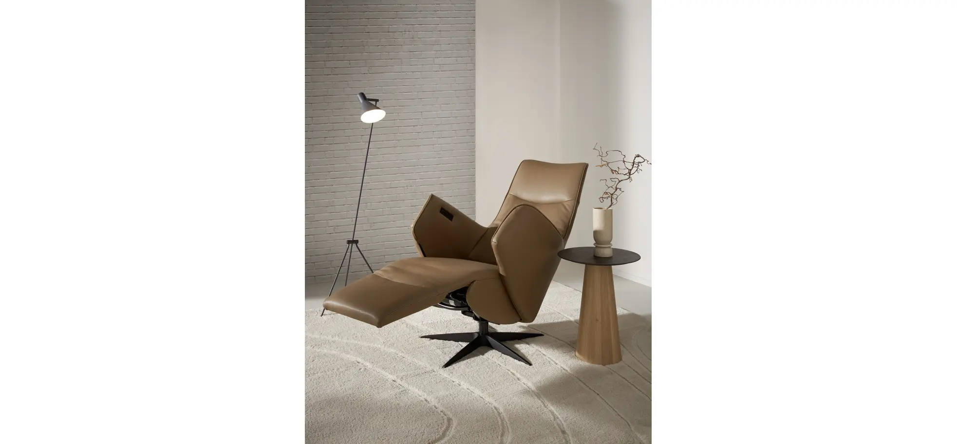 Relaxsessel Riposo - inkl. motorischer Relaxfunktion, Leder, Braun