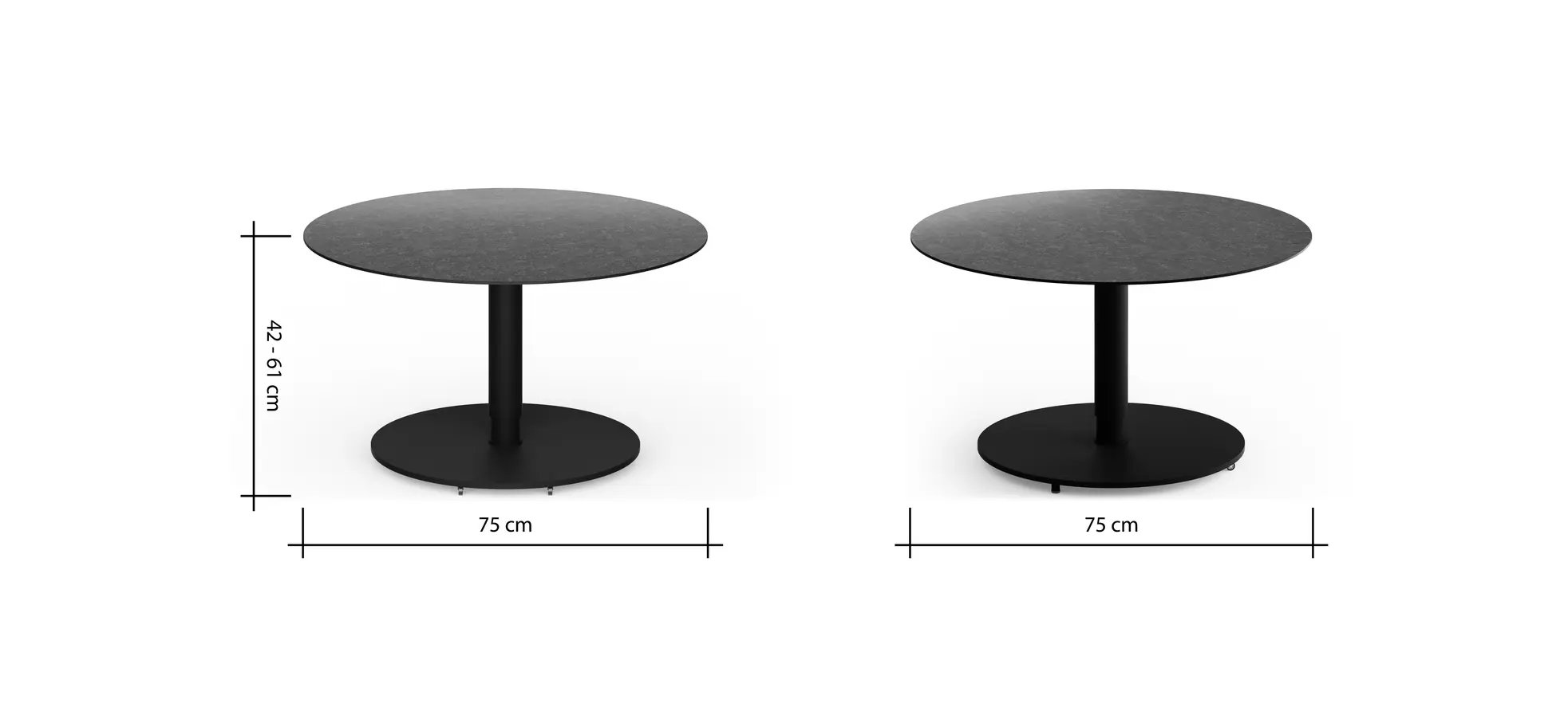 Couchtisch Camas - LBH ca. 75x75x42 cm, Keramik, Schwarz