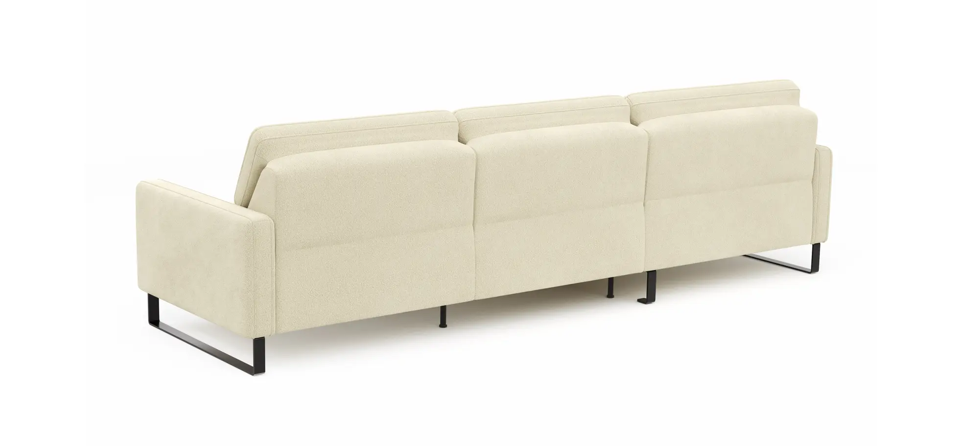 Ecksofa Valera - Longchair mit 3-Sitzer rechts inkl. Rückenlehne verstellbar, Stoff, Natur