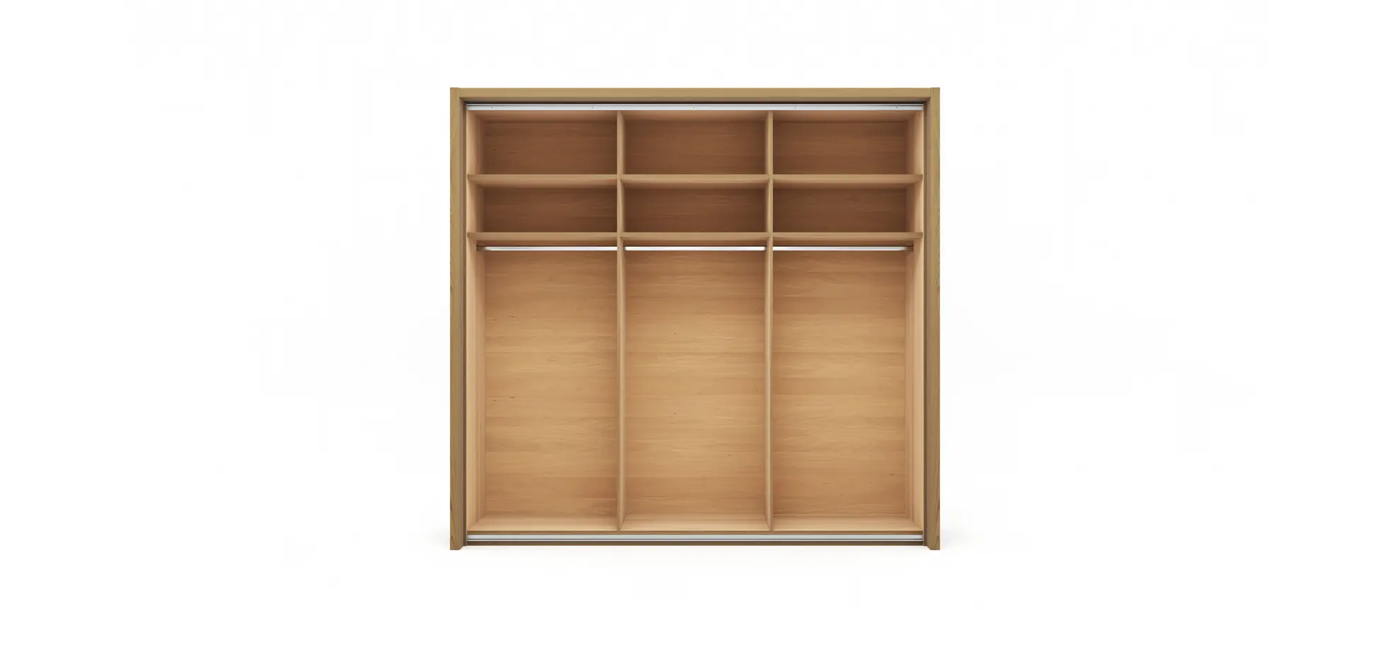 Schwebetürenschrank Lenoso -  B. ca. 260 cm, Eiche massiv, Glas, Champagner