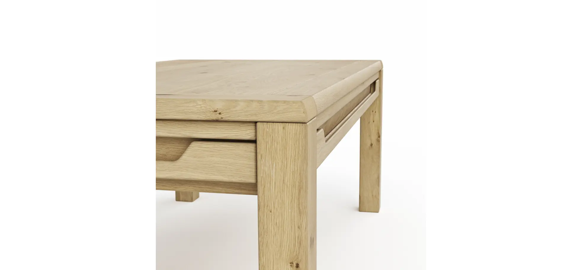 Couchtisch Amora - LBH ca. 80x80x45 cm, Wildeiche massiv bianco