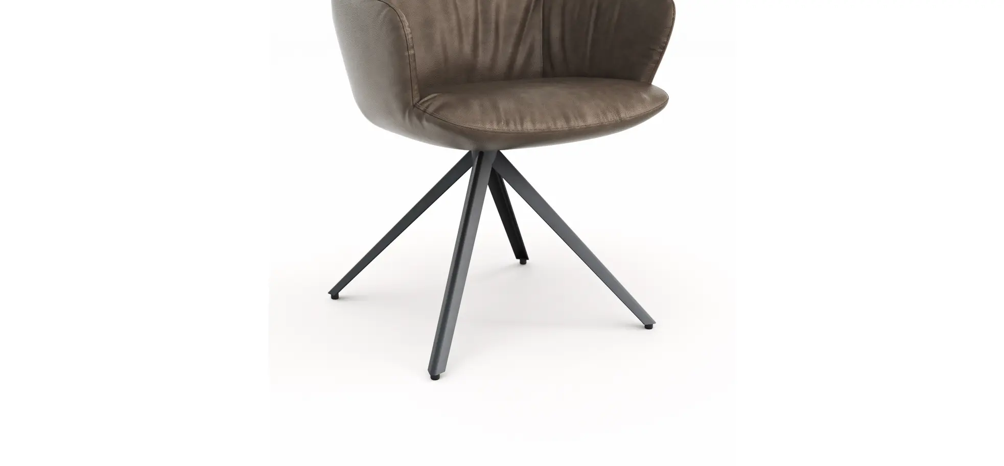 Armlehnstuhl Pegara - Leder, Ash, Gestell, Anthrazit