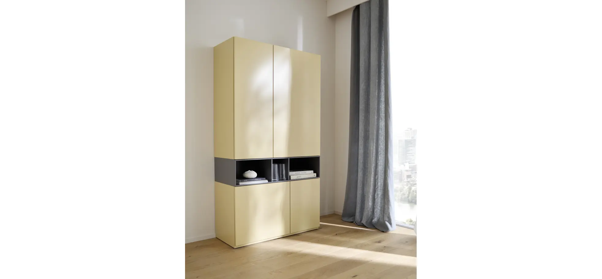 Highboard 3900 - BHT ca. 100x189x45 cm, Lack, Mandel