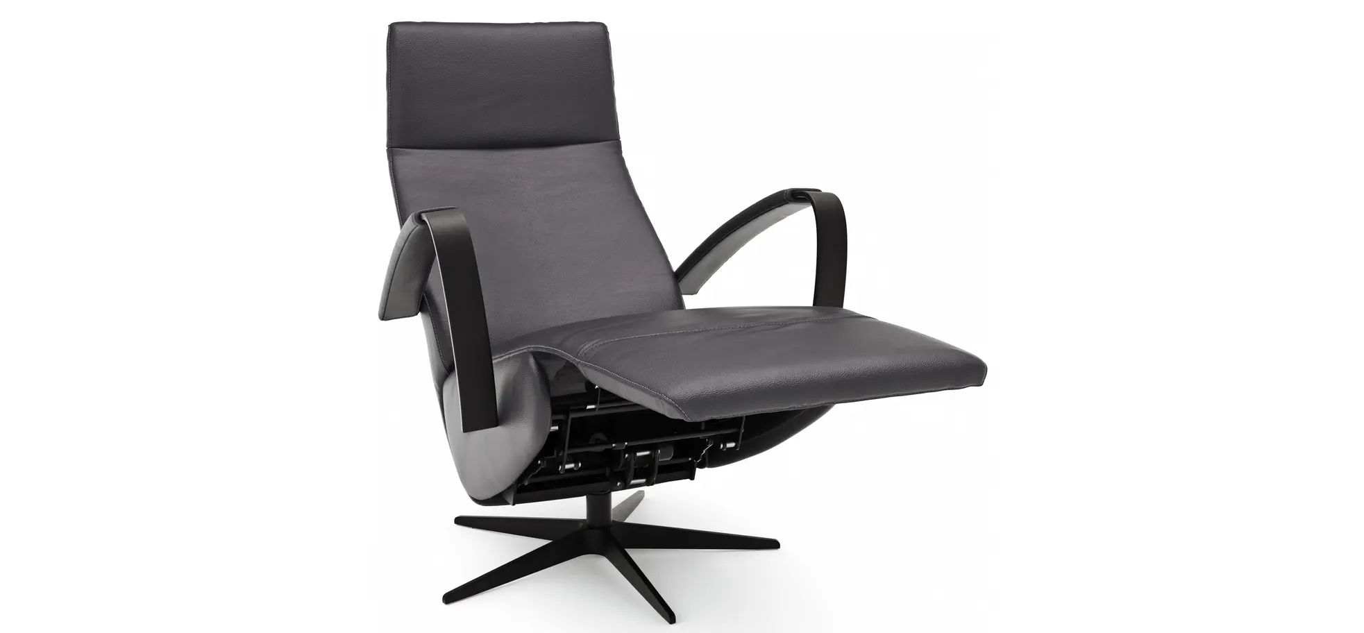 Relaxsessel Girona - Relaxfunktion (motorisch), Leder, Schwarz