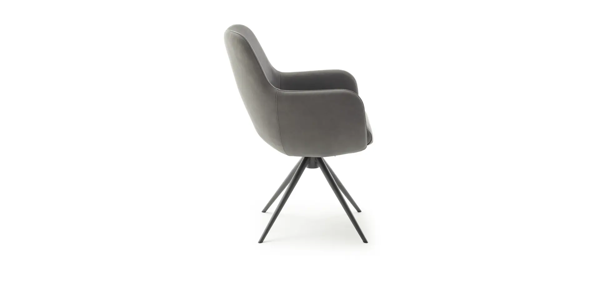 Armlehnstuhl Mis - Leder, Dunkelgrau, Gestell, Anthrazit