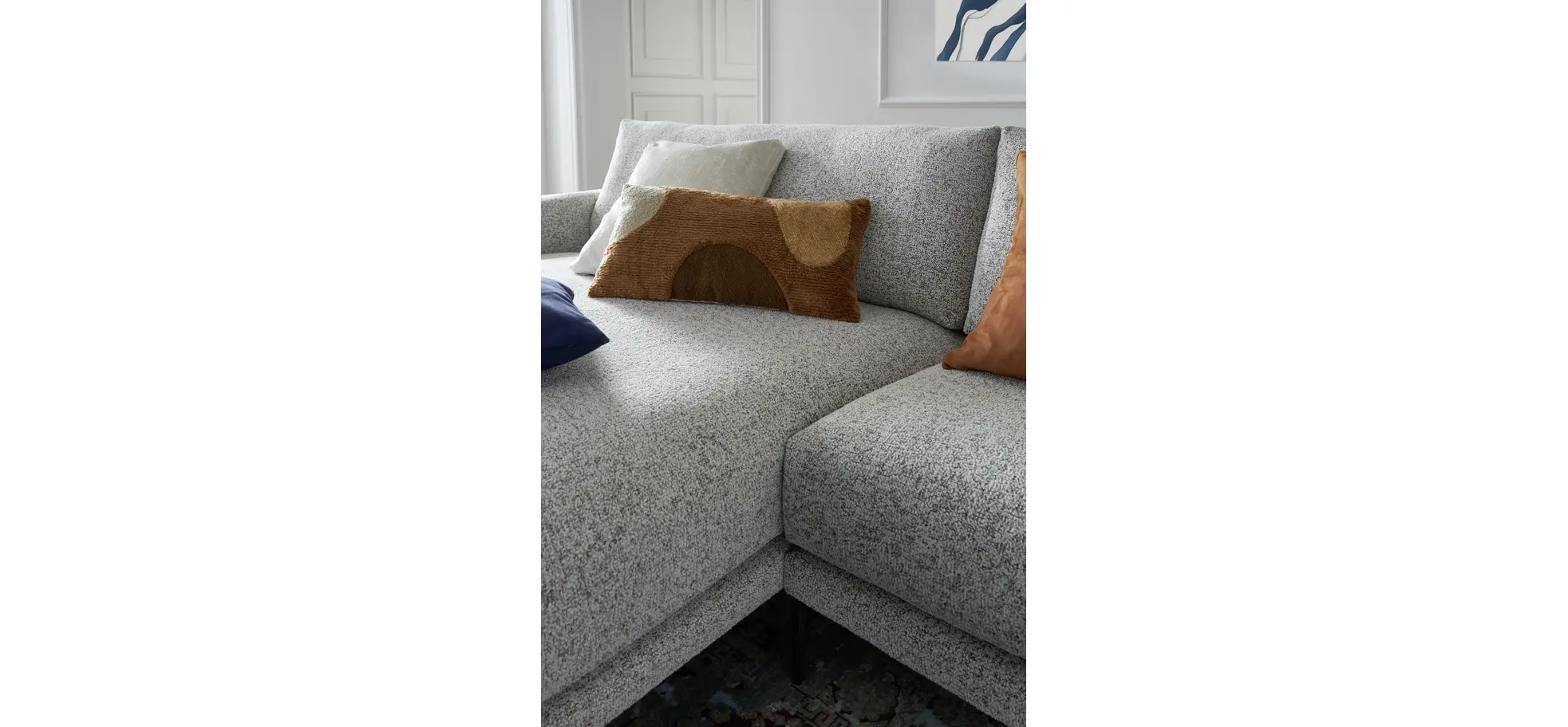 Ecksofa Cuneo Klassik - Longchair links, 2-Sitzer, Stoff, Hellgrau