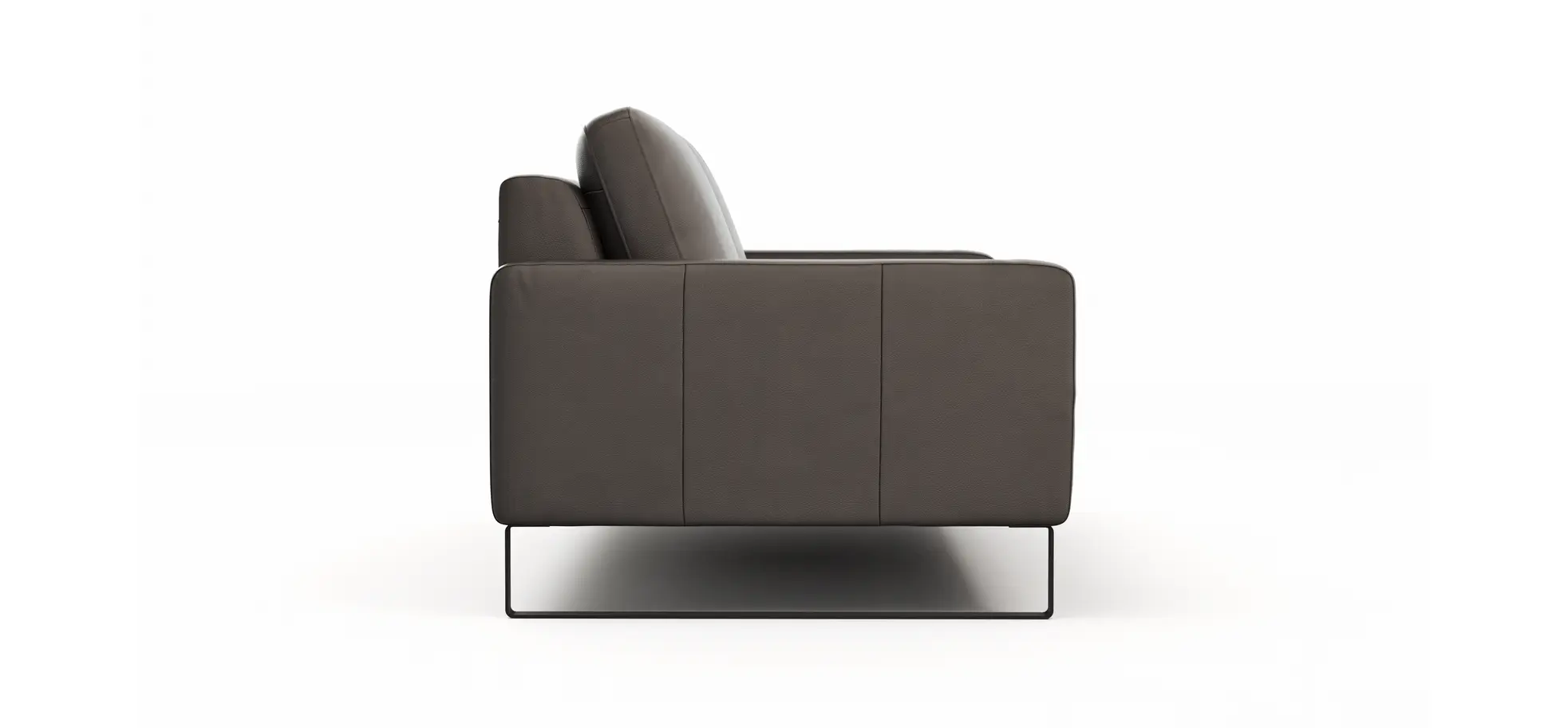 Sofa Enna - 3-Sitzer, Armlehne A, Leder, Schwarz, Kufe, Schwarz