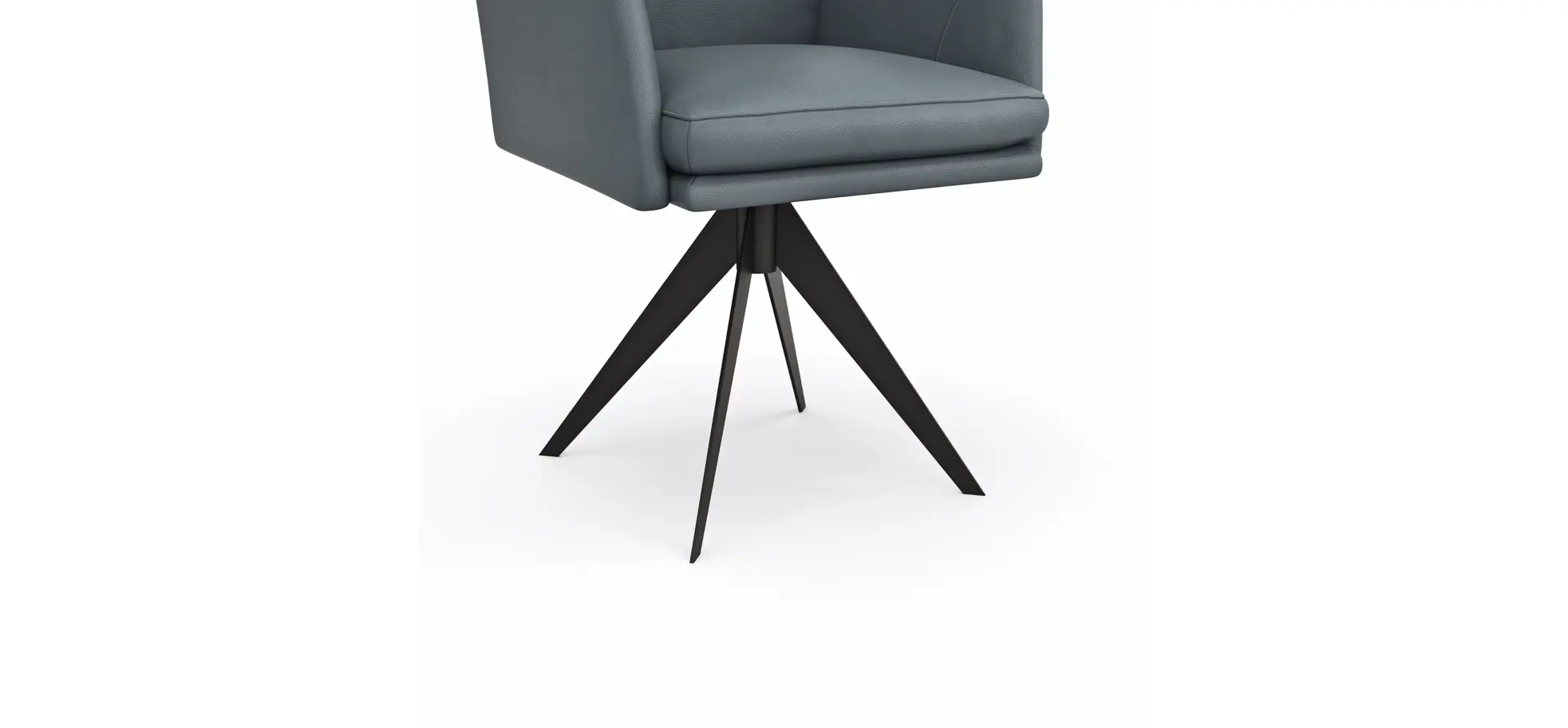 Armlehnstuhl Valloni, Leder, Hellblau