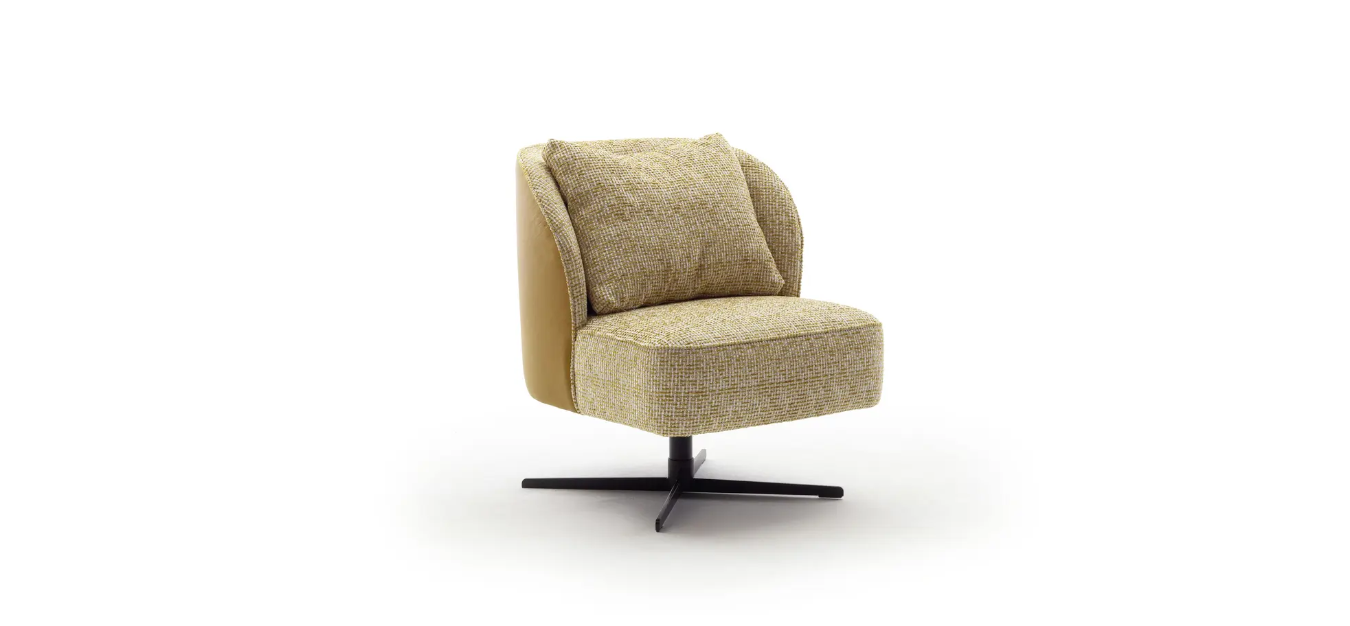 Sessel Cuneo - drehbar, Stoff, Senfgelb, Leder, Senfgelb 114951