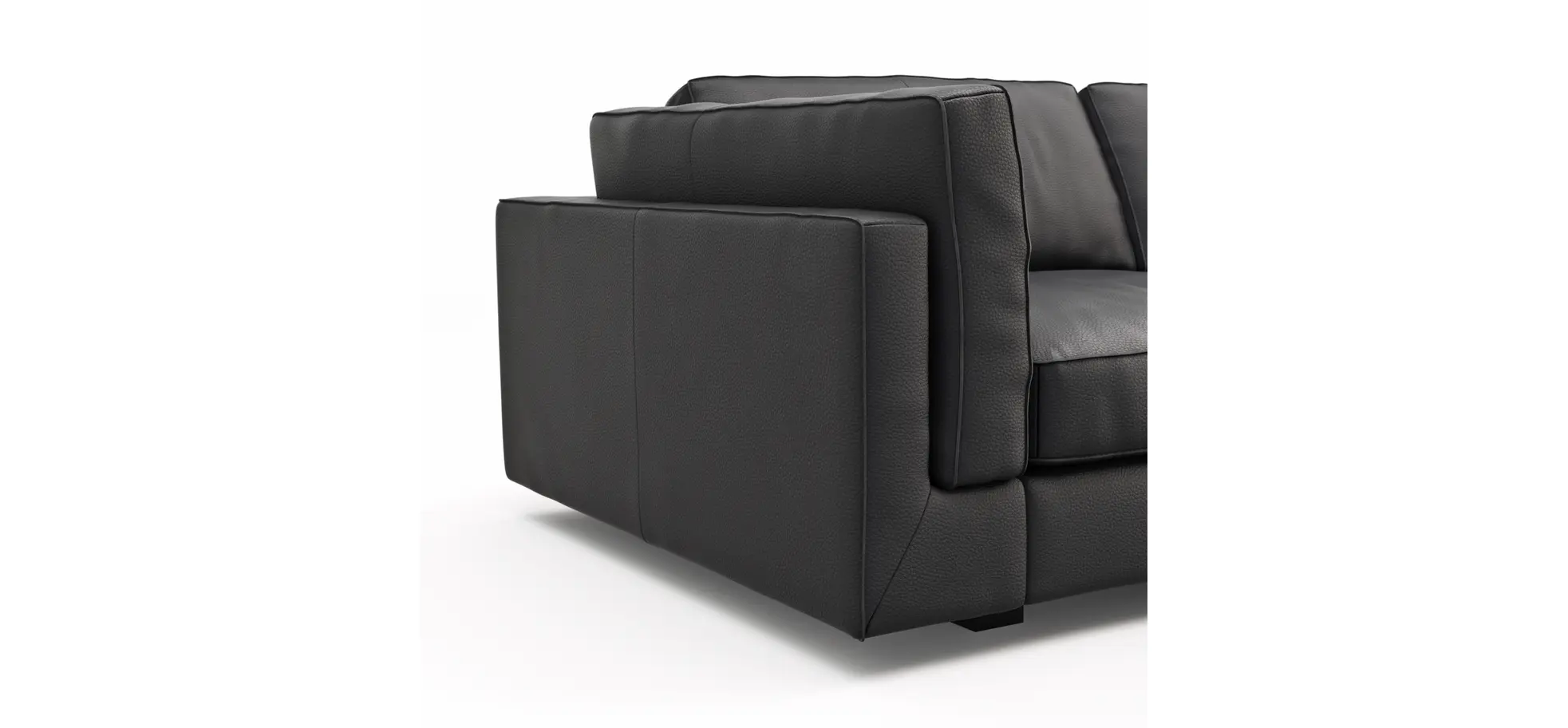 Sofa Aprino 3 - 3,5-Sitzer XL, Dickleder, schwarz, Armlehne Kissen