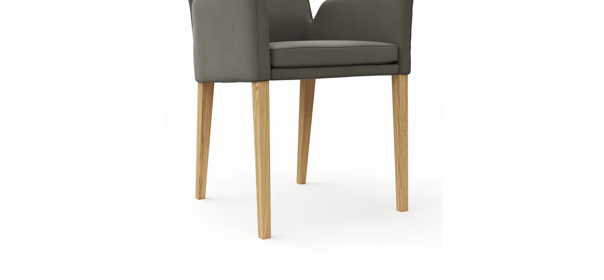 Armlehnstuhl Tuma - Leder, Graubraun