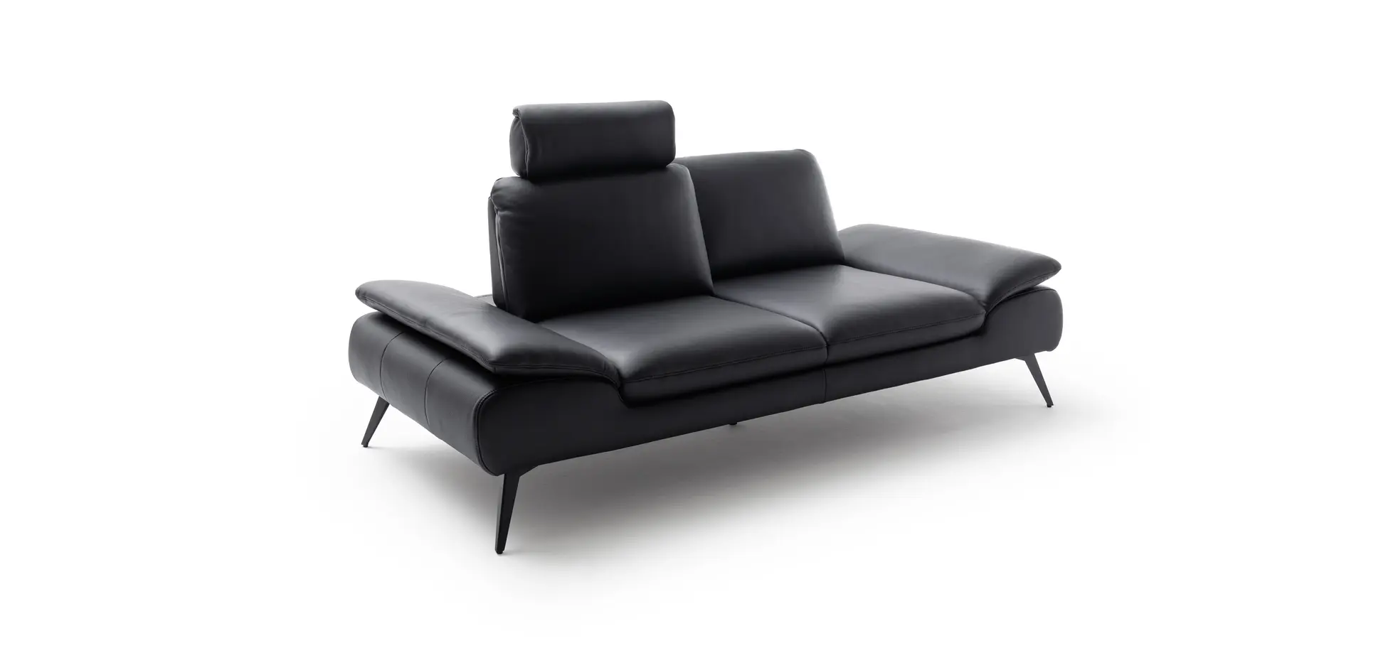 Sofa Collina - 2,5-Sitzer, Leder, Schwarz