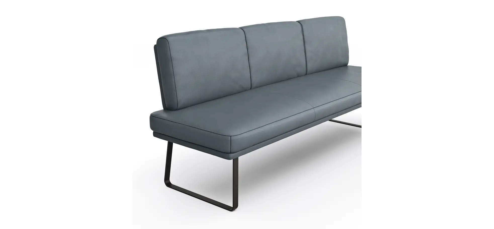 Bank Valloni - B ca. 221 cm, mit Rückenlehne, Leder, Hellblau