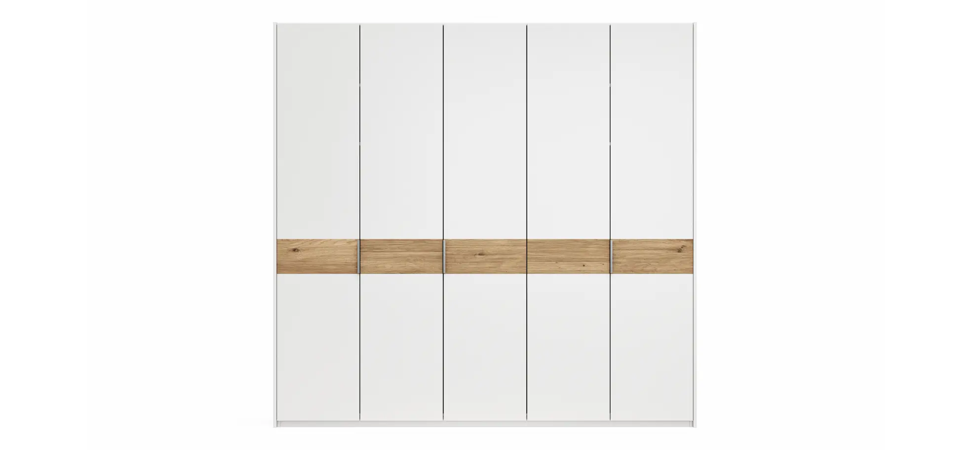 Drehtürenschrank Viana - B ca. 254 cm, Lack, Weiß, Riffholz, Wildeiche