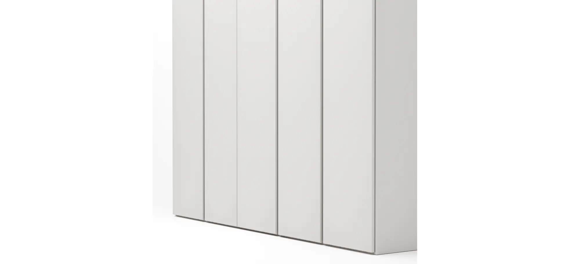 Drehtürenschrank Loretto - B ca. 254 cm, Melamin matt, Weiß