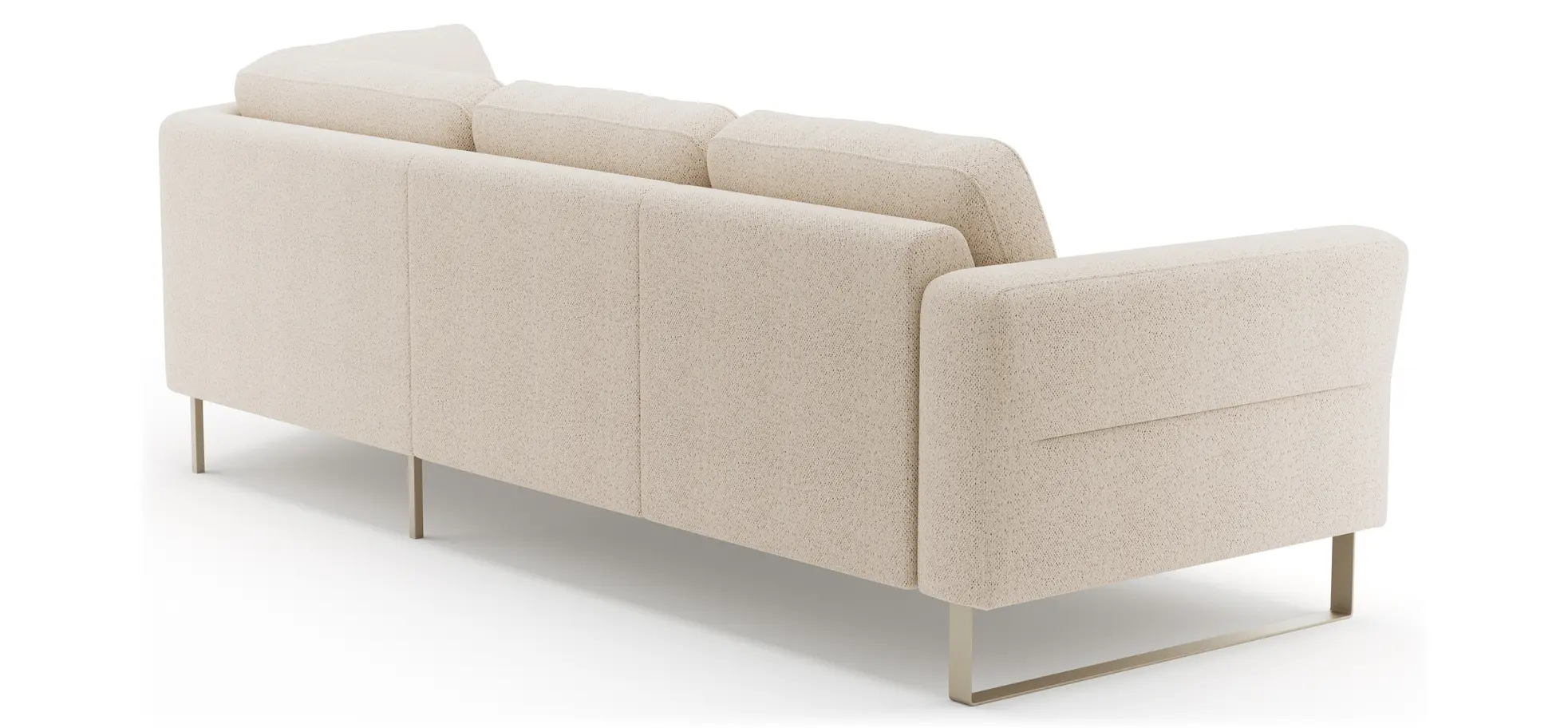 Ecksofa Leona - 2,5-Sitzer mit Ecke rechts, Stoff, Creme