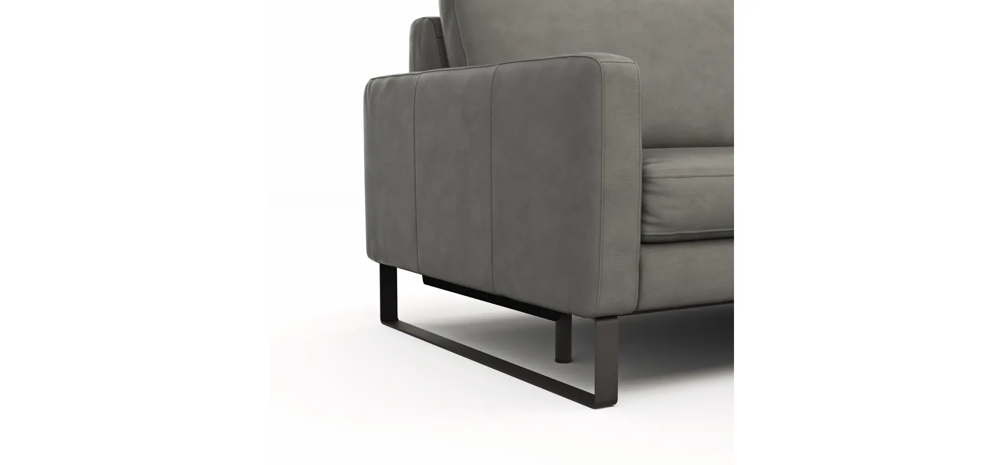 Sofa Enna - 3,5-Sitzer inklusive Relaxfunktion (motorisch) links, Leder, Grau