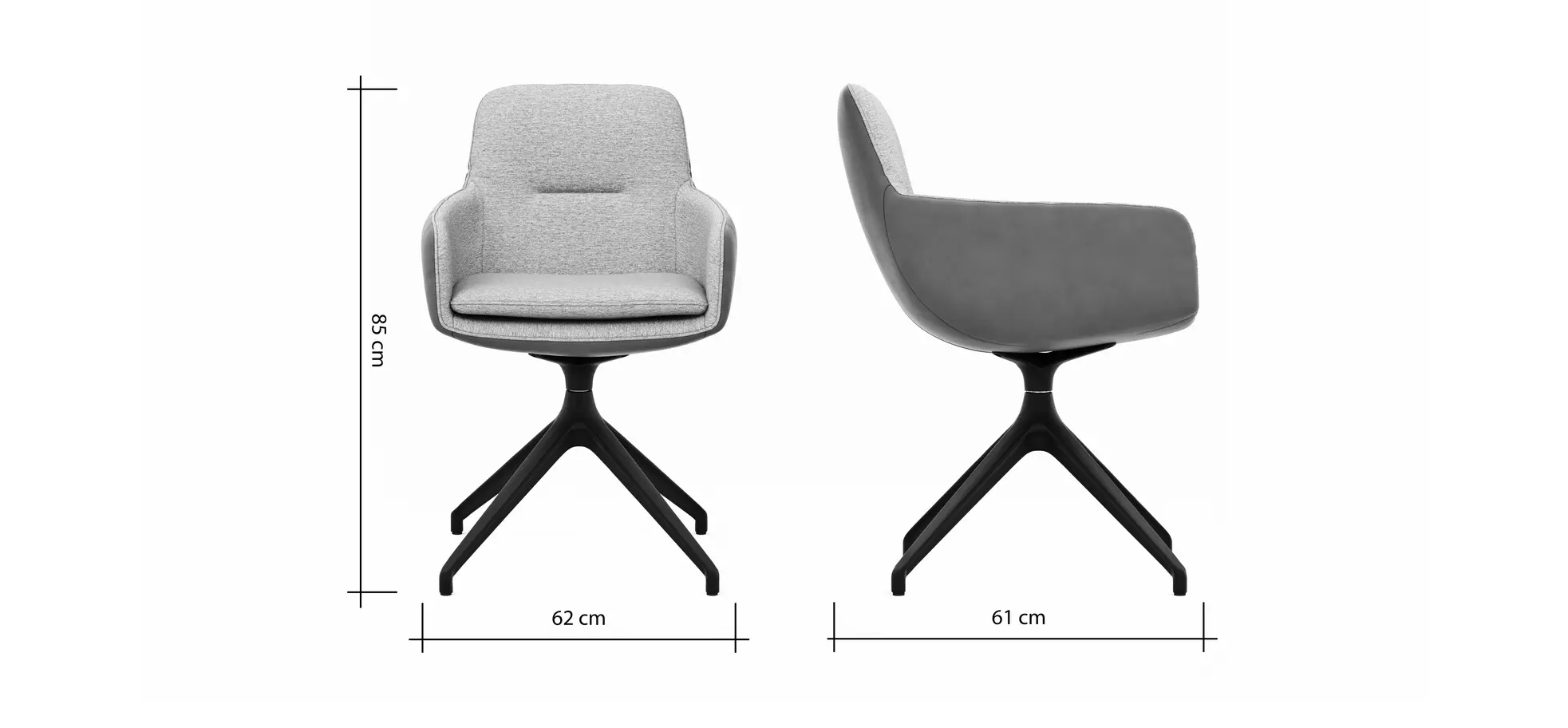 Armlehnstuhl Macano - drehbar, Stoff & Leder, Beige, Cognac