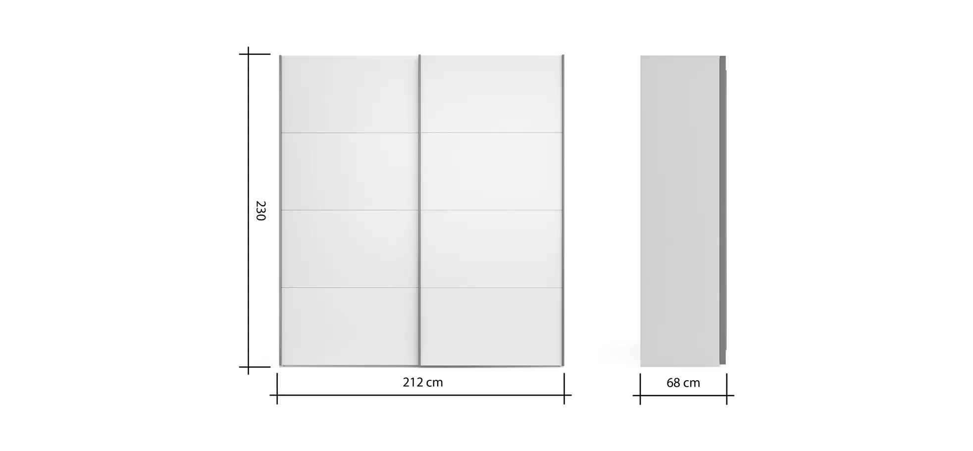Schwebetürenschrank Viana - B ca. 212 cm, Lack, Weiß