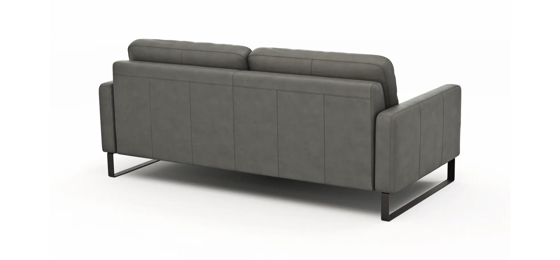 Sofa Enna - 3,5-Sitzer, Leder, Grau