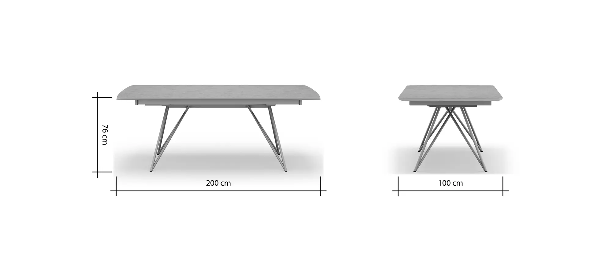 Esstisch Sedana - LB ca. 200x100 cm, HPL, Grau
