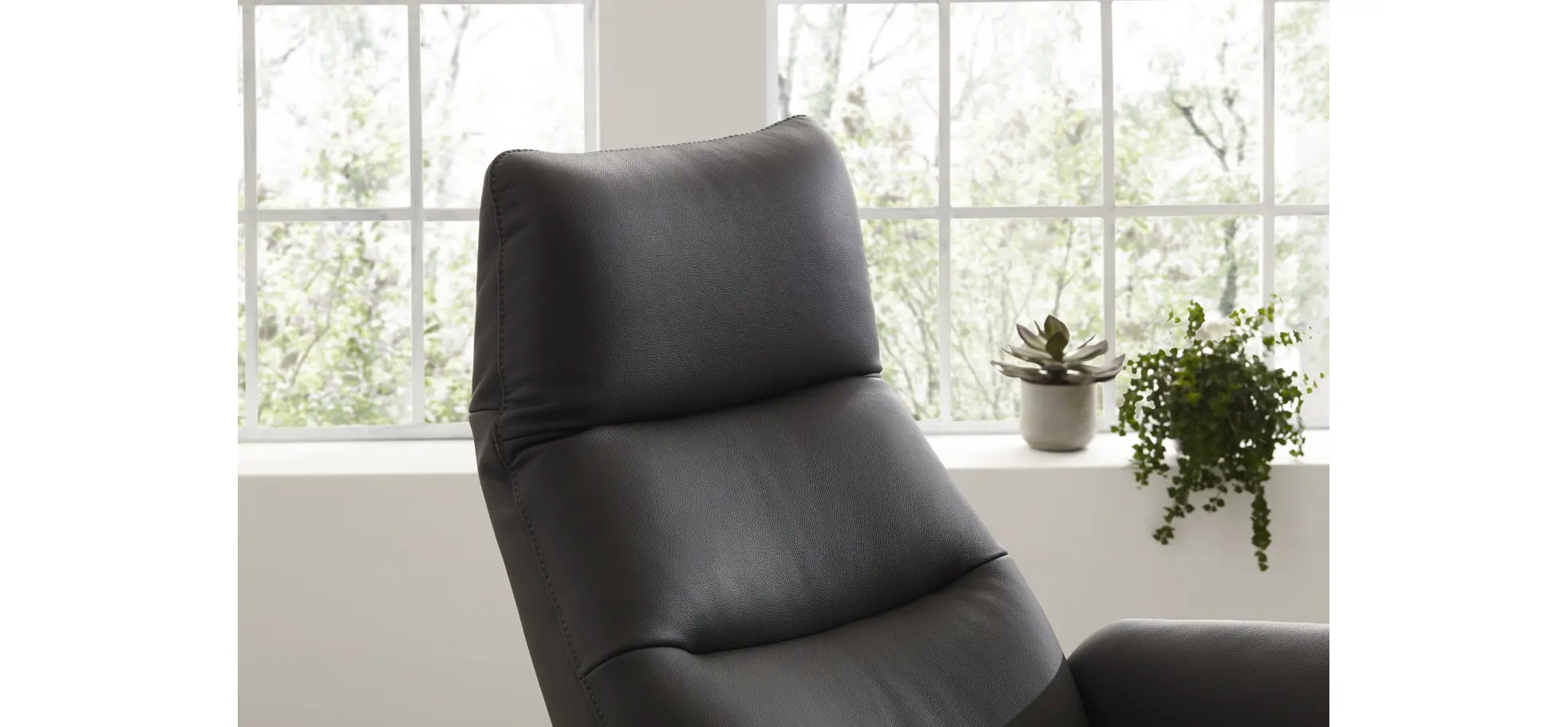 Relaxsessel Trona - Größe L, inkl. Relaxfunktion/ Kopfteil verstellbar (motorisch), Leder, Anthrazit