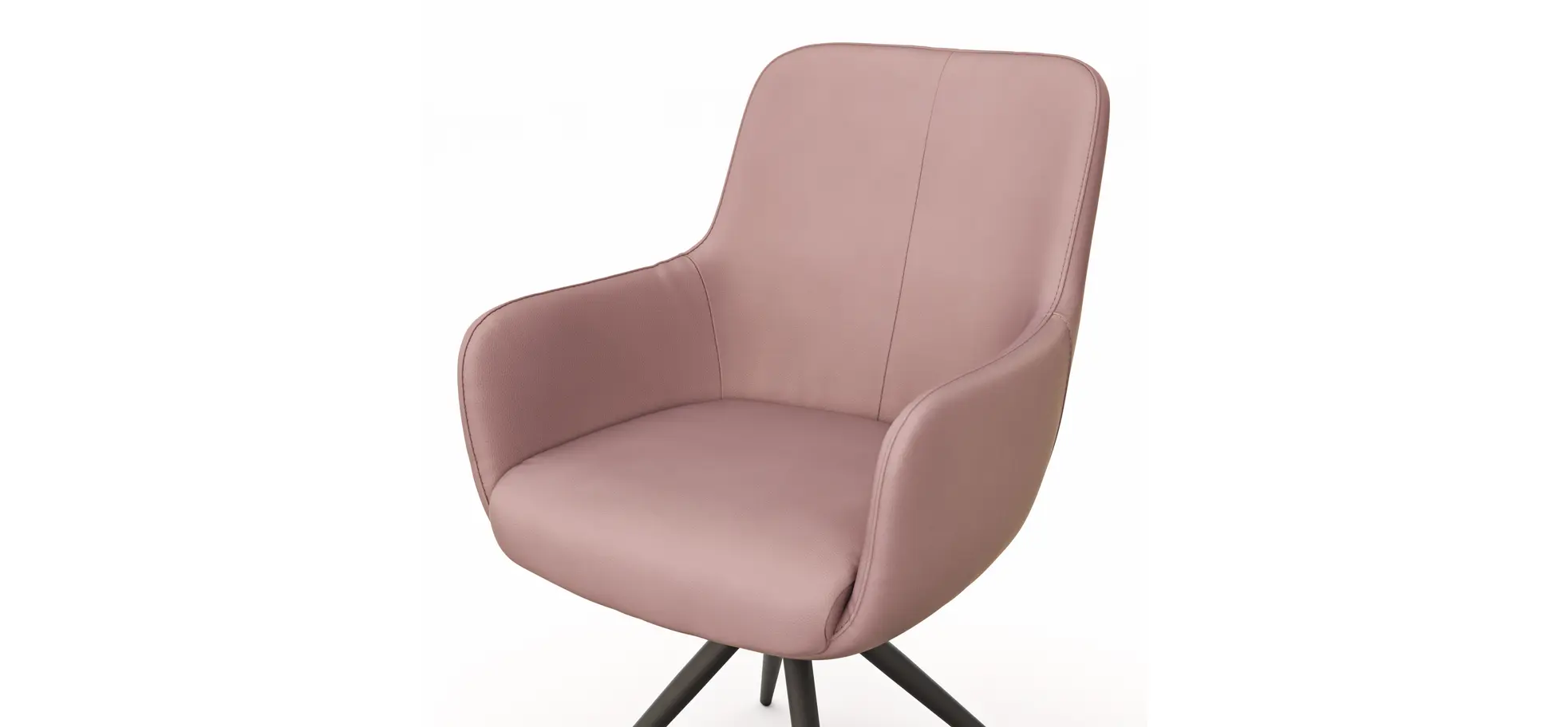 Armlehnstuhl Mis - Leder, Mauve, Gestell, Schwarz