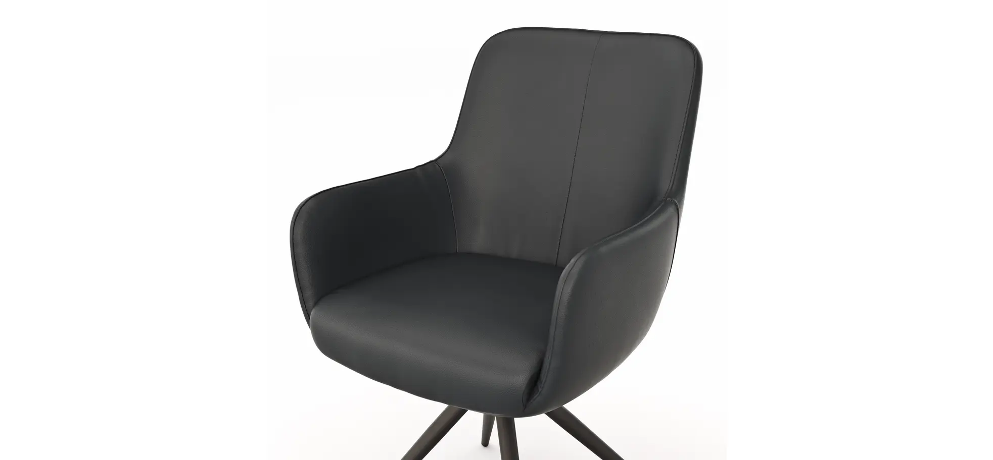 Armlehnstuhl Mis - Leder, Schwarz, Gestell, Schwarz