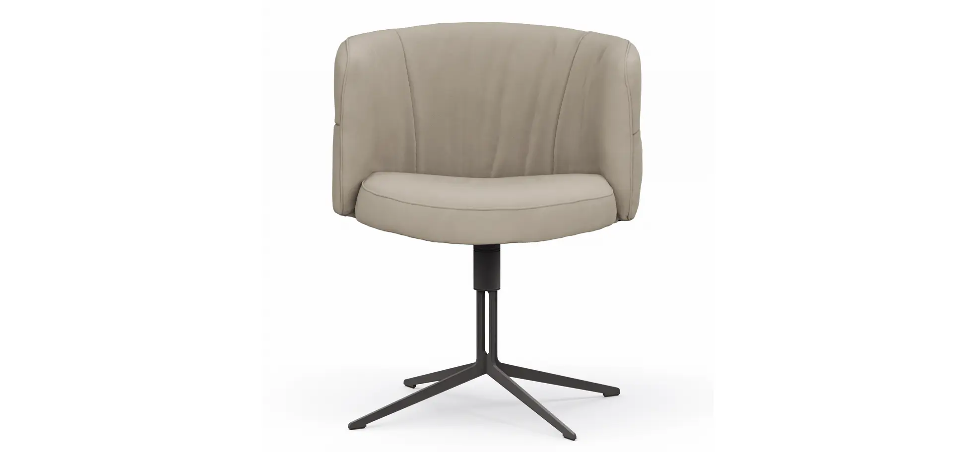 Armlehnstuhl Milana - drehbar, Leder, Offwhite