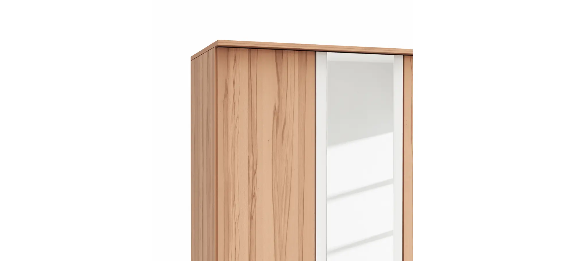 Drehtürenschrank Viana - B. ca. 225 cm, Furnier, Kernbuche, Weiß