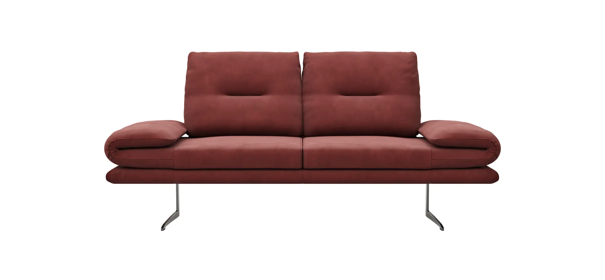 Sofa Lucero - 2,5-Sitzer inkl. Rückenlehne verstellbar, Leder, Weinrot 104379