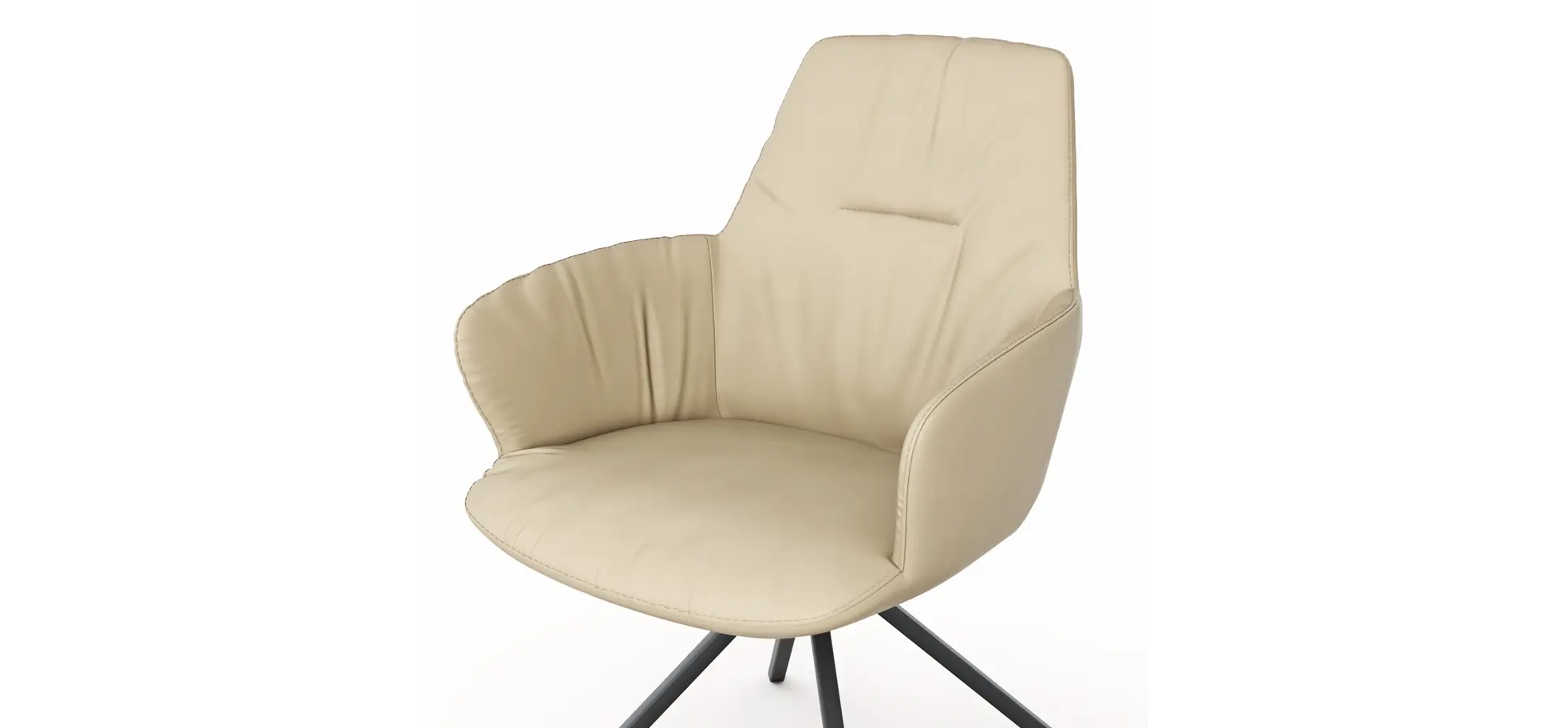 Armlehnstuhl Pegara -  Leder, Beige, Gestell Stativ