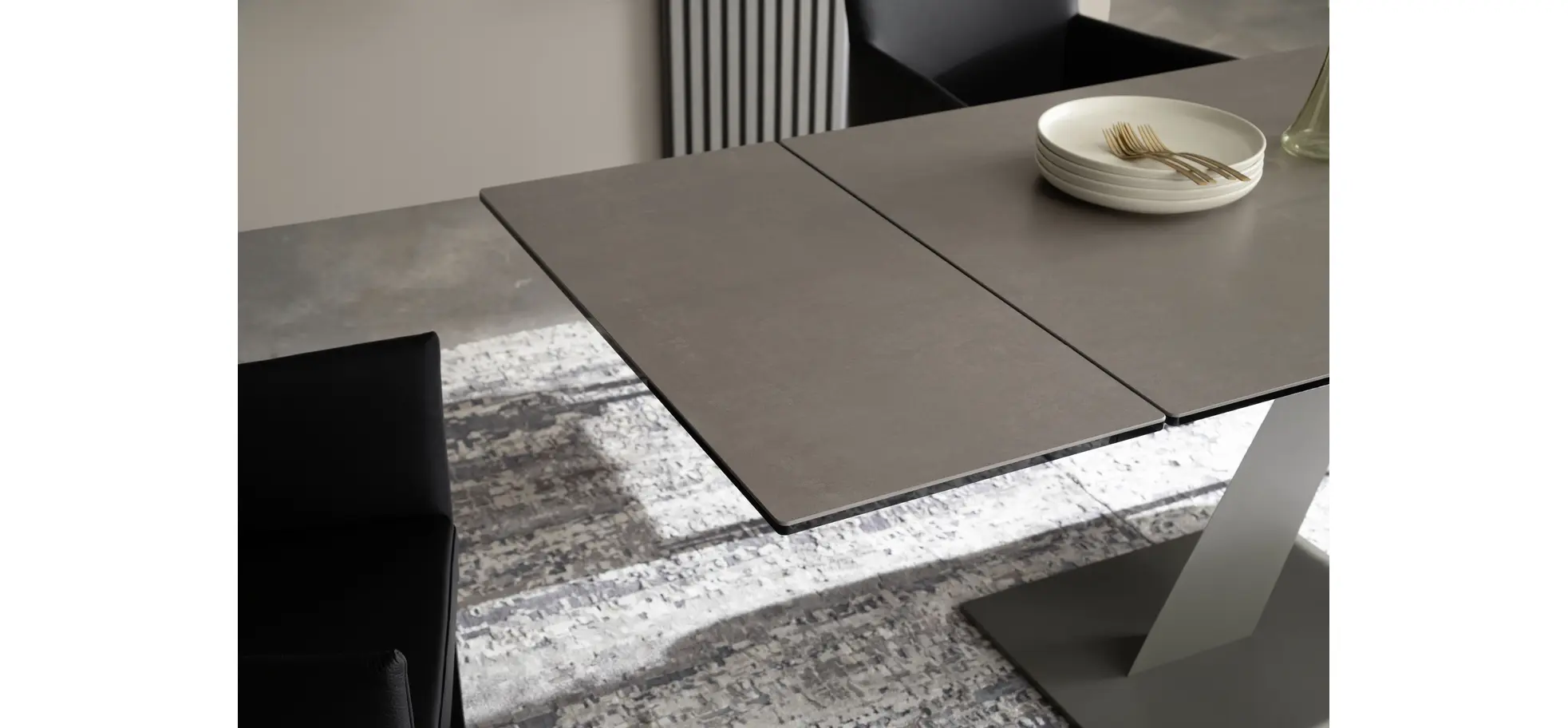 Esstisch Iseo - LB ca. 140x80 cm, ausziehbar, Keramik, Grau