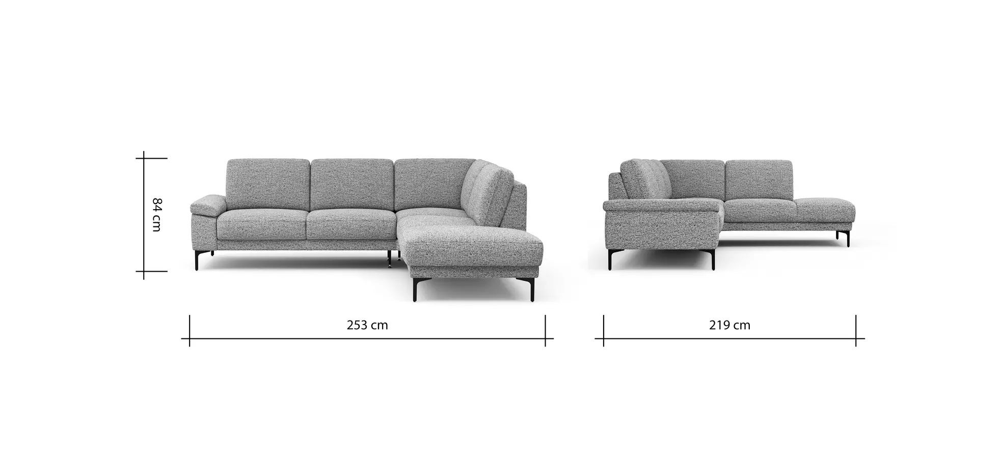 Ecksofa Matero - 2-Sitzer mit Ecke rechts, Stoff, Graubeige