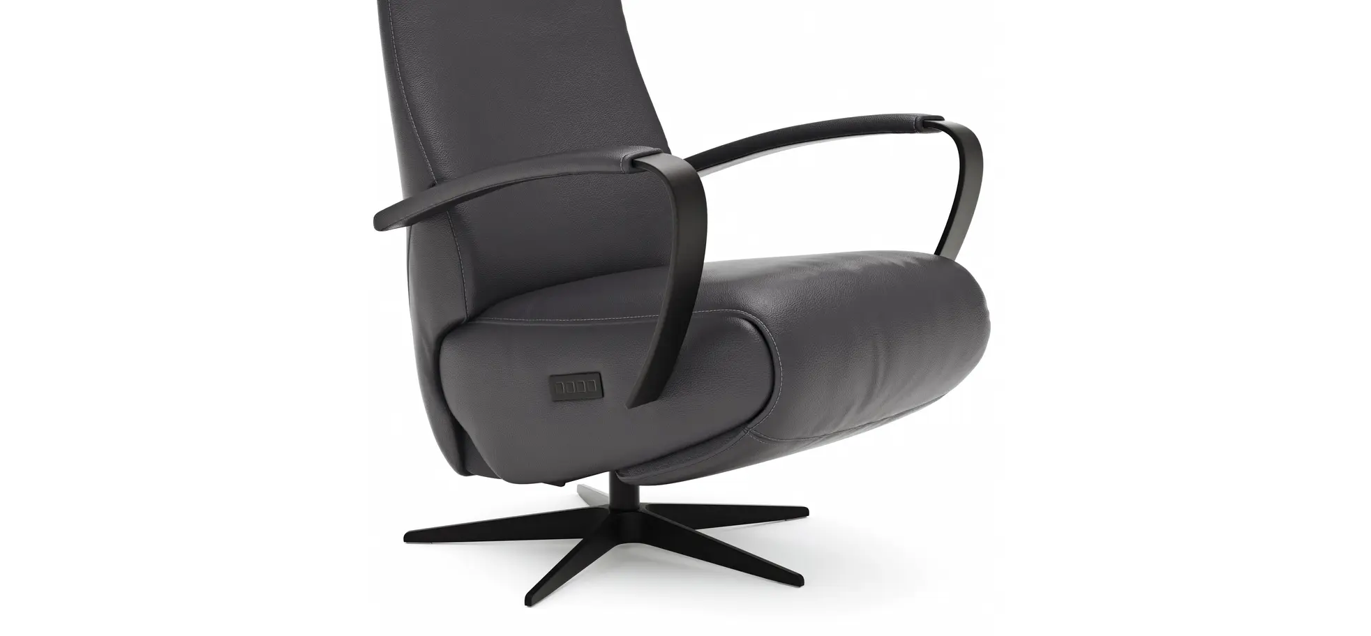 Relaxsessel Girona - Relaxfunktion (motorisch), Leder, Schwarz